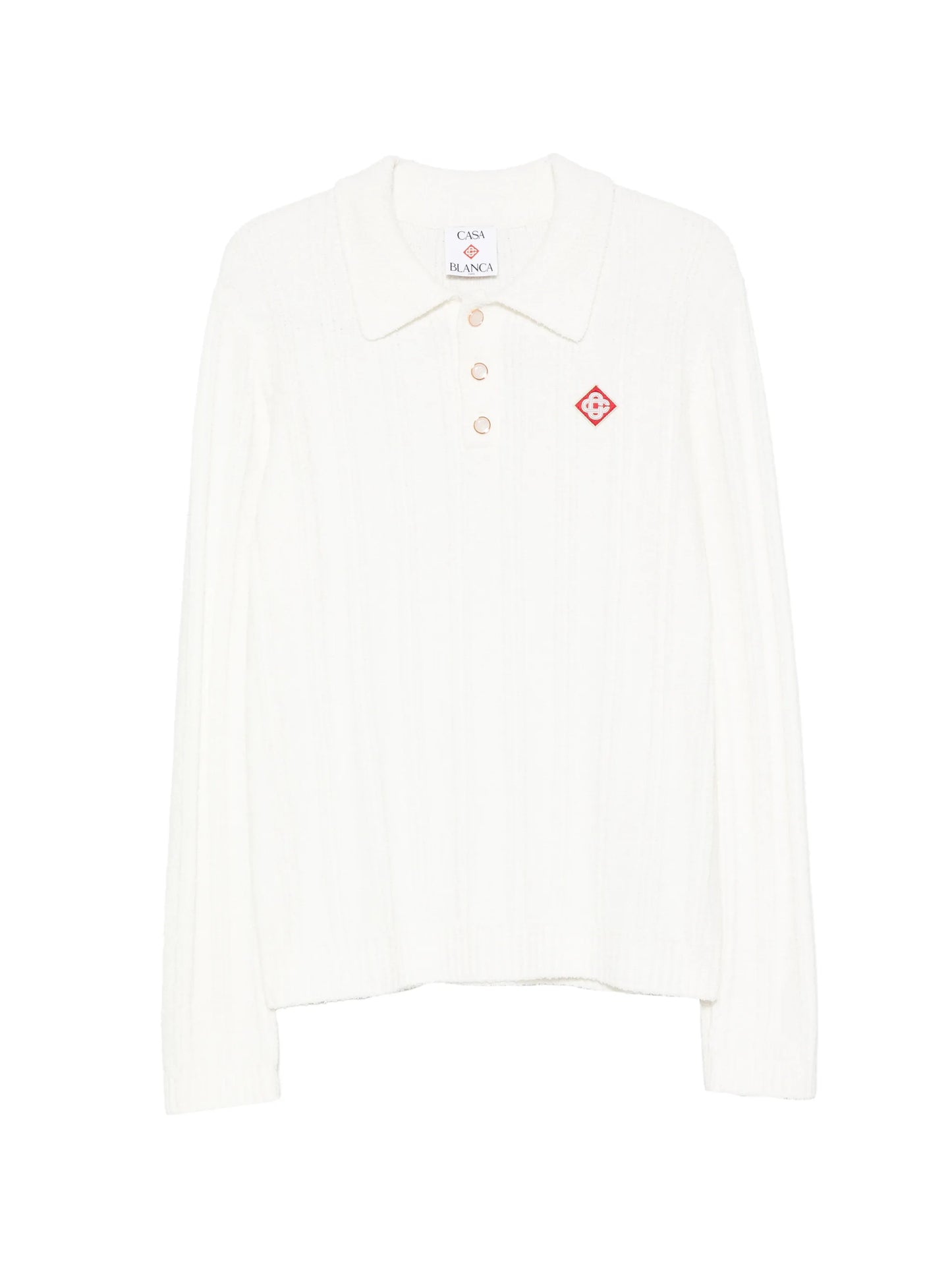 ribbed-knit logo-patch polo shirt