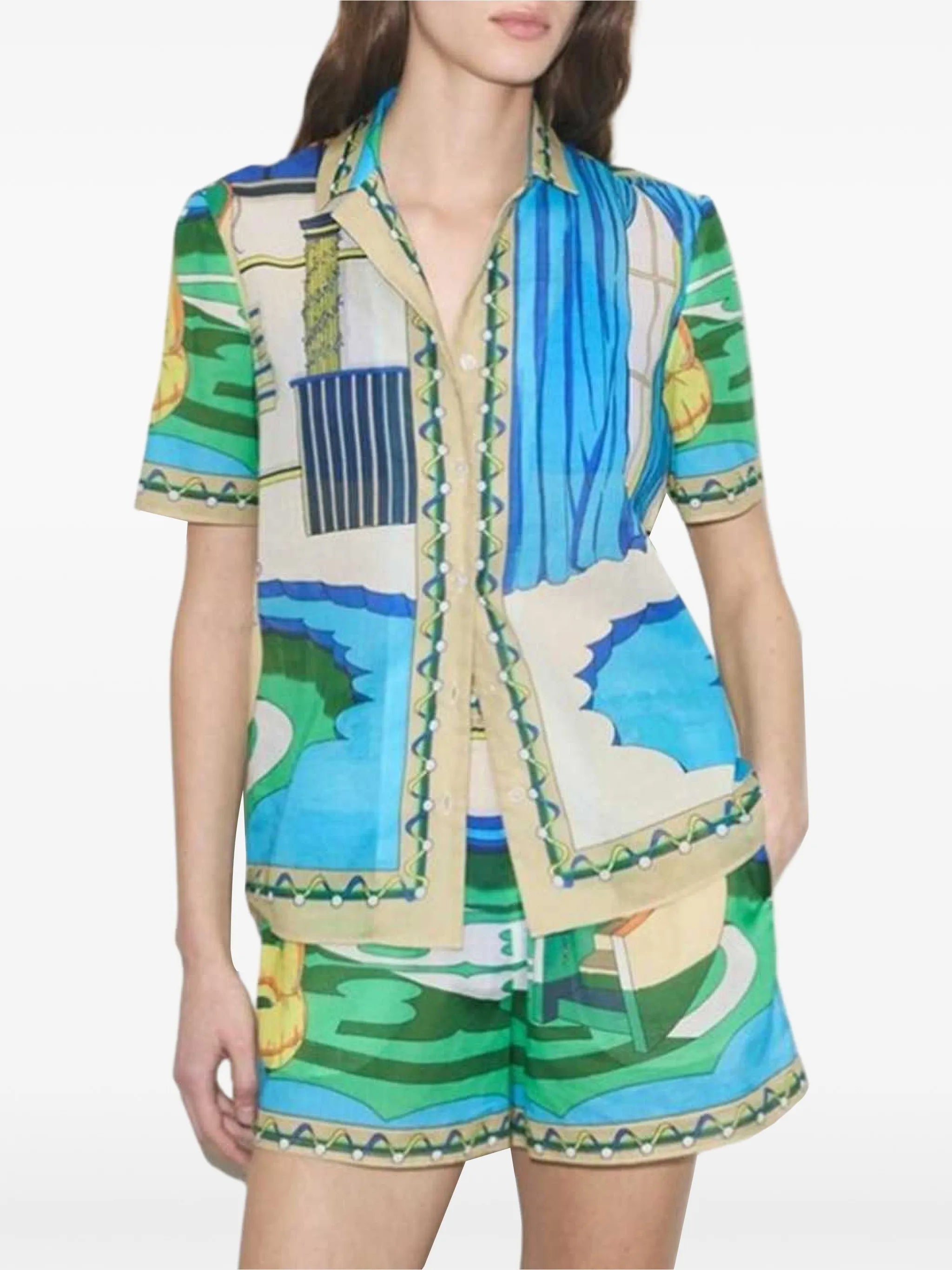 Pool-print cotton shirt