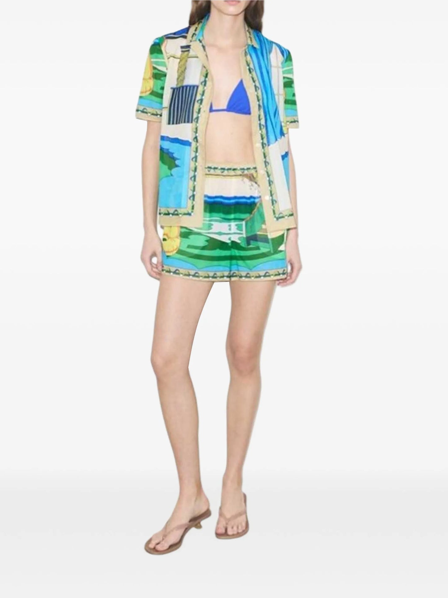 Pool-print cotton shirt