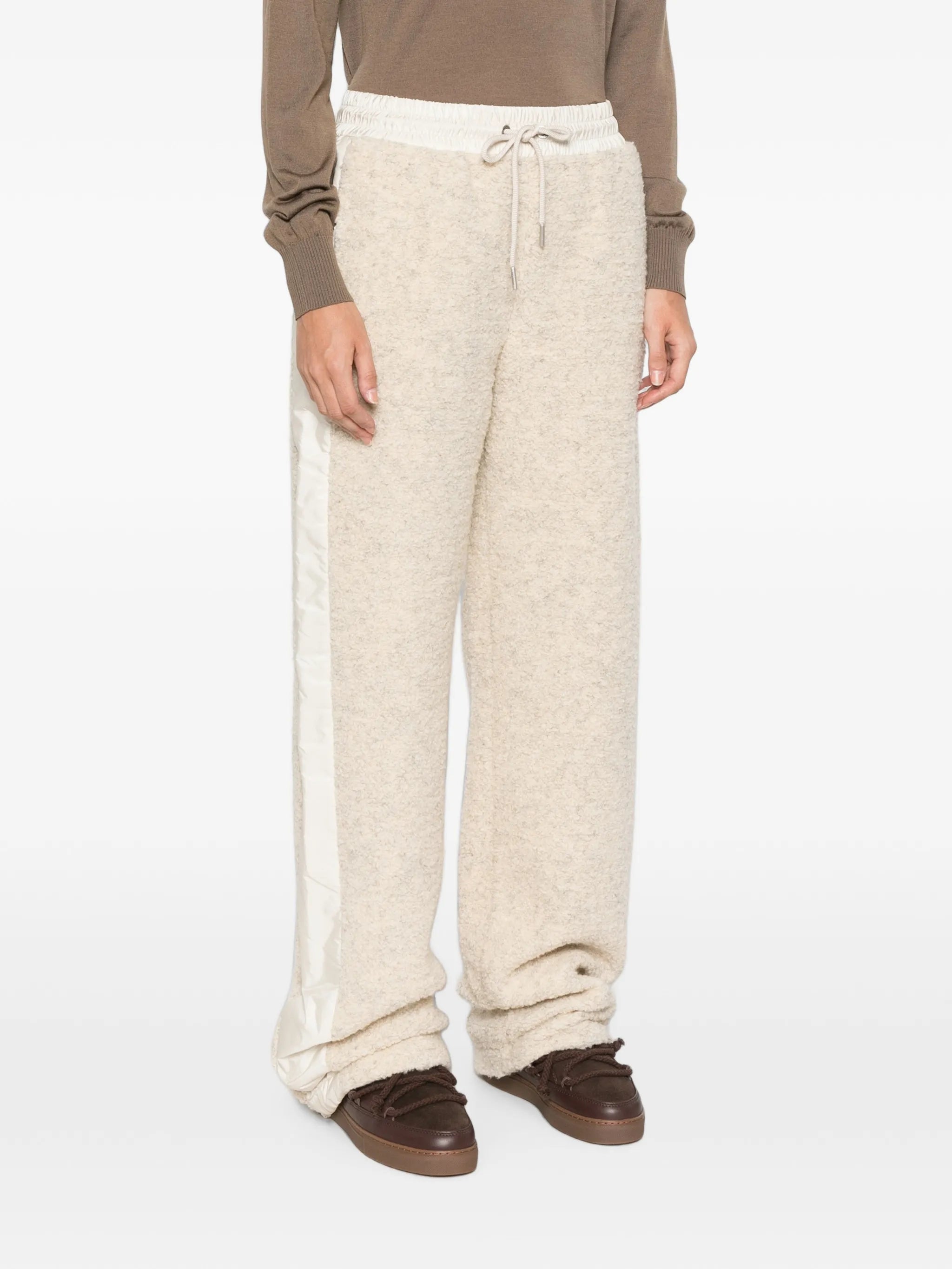 bouclé-knit wide-leg trousers