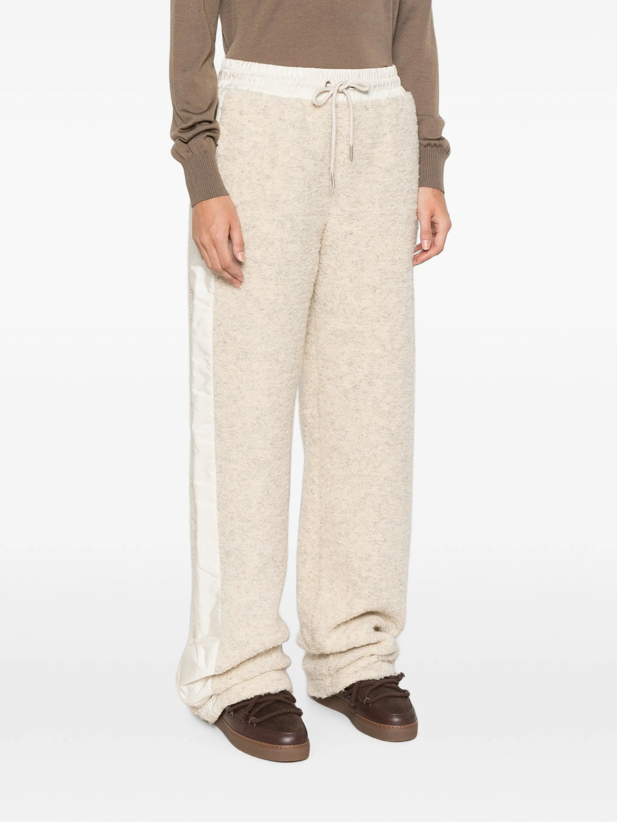 bouclé-knit wide-leg trousers