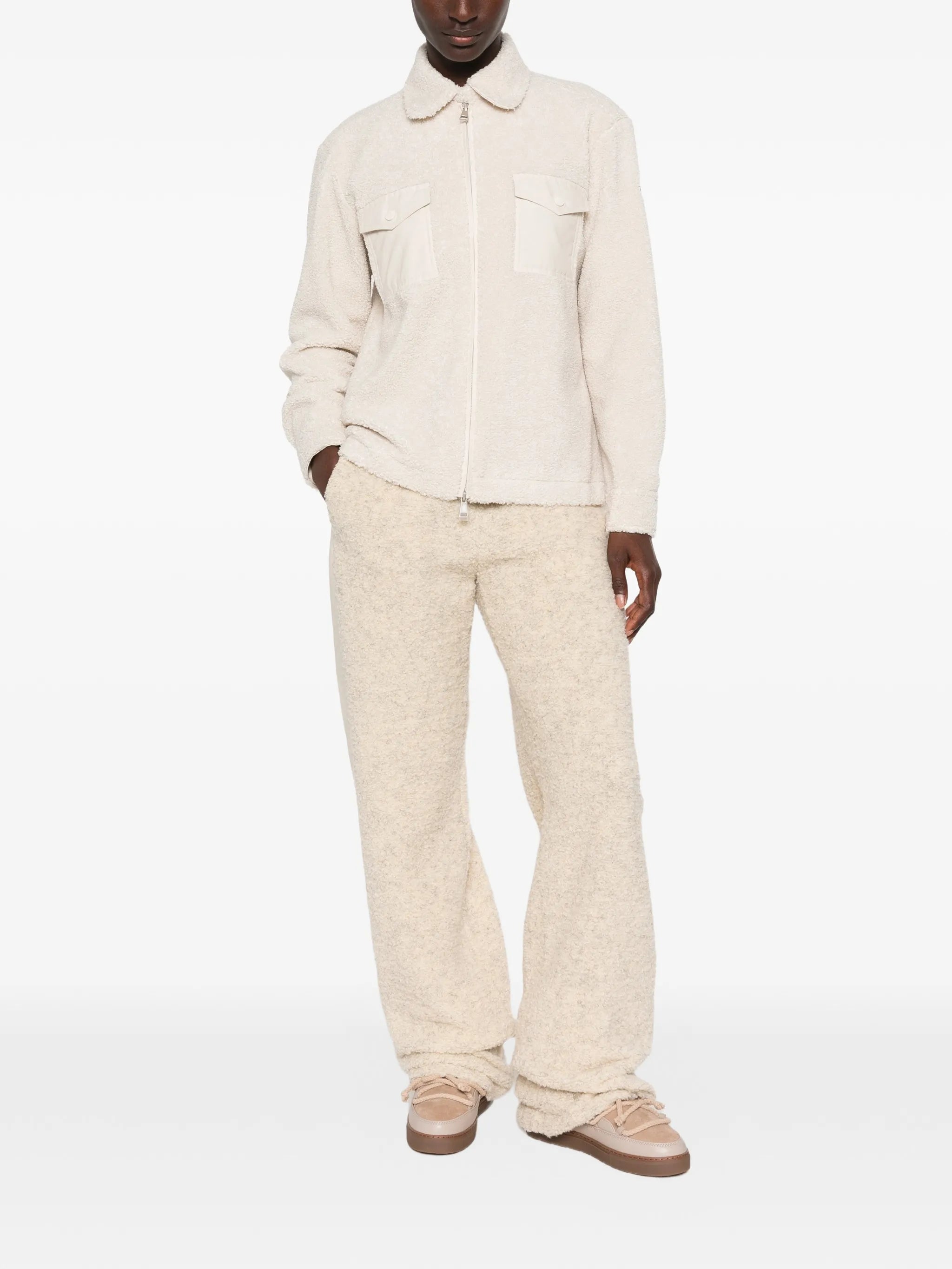 fleece-texture zip-up jacket