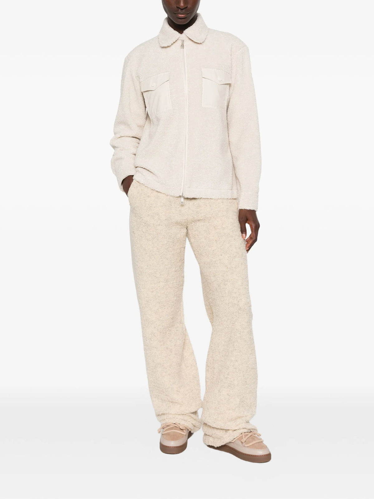 fleece-texture zip-up jacket