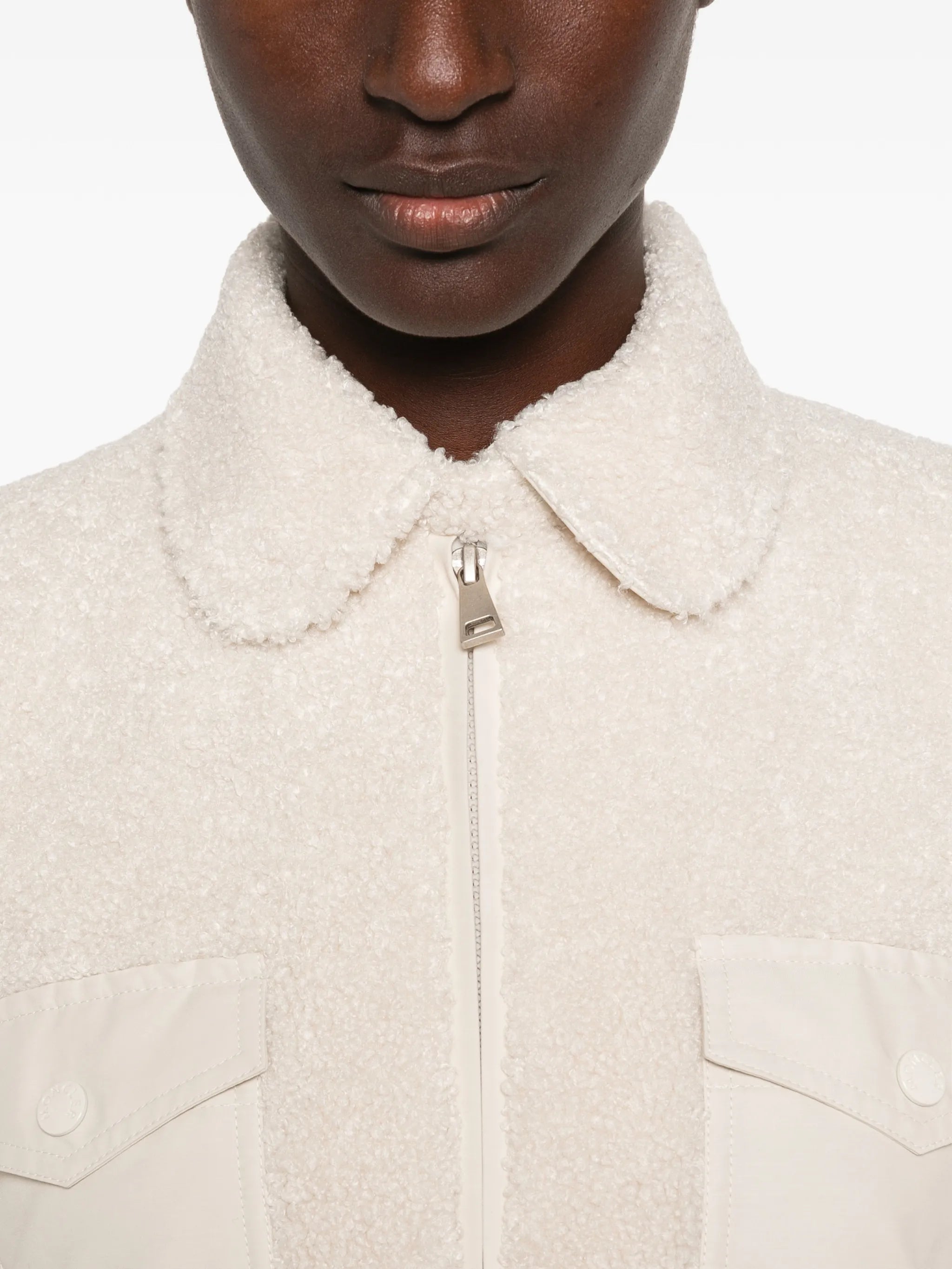 fleece-texture zip-up jacket