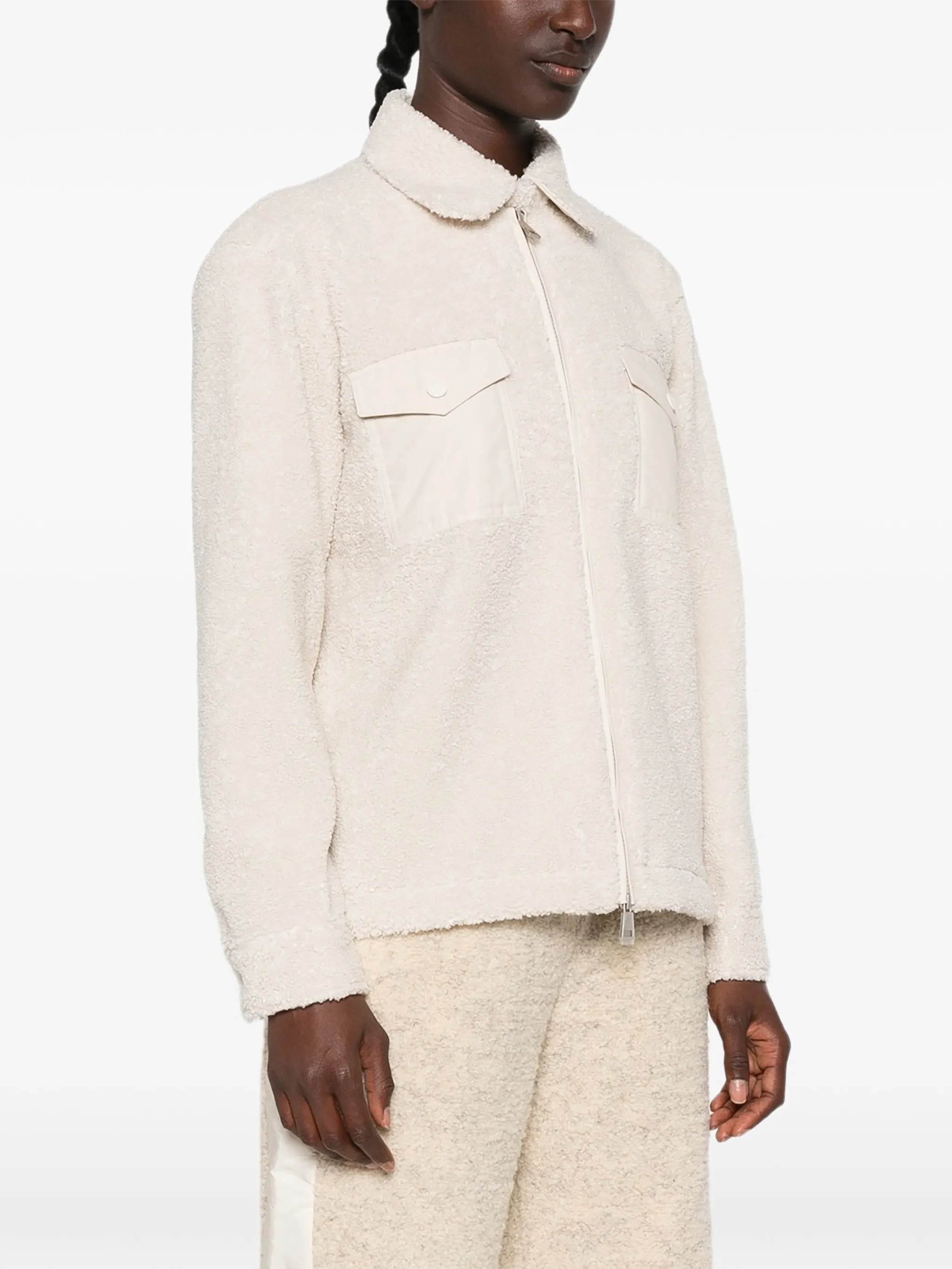 fleece-texture zip-up jacket
