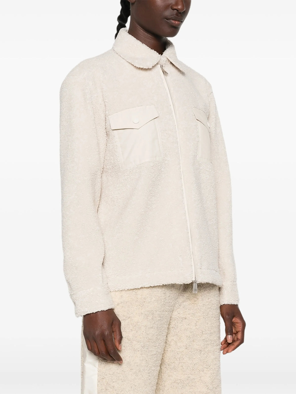 fleece-texture zip-up jacket