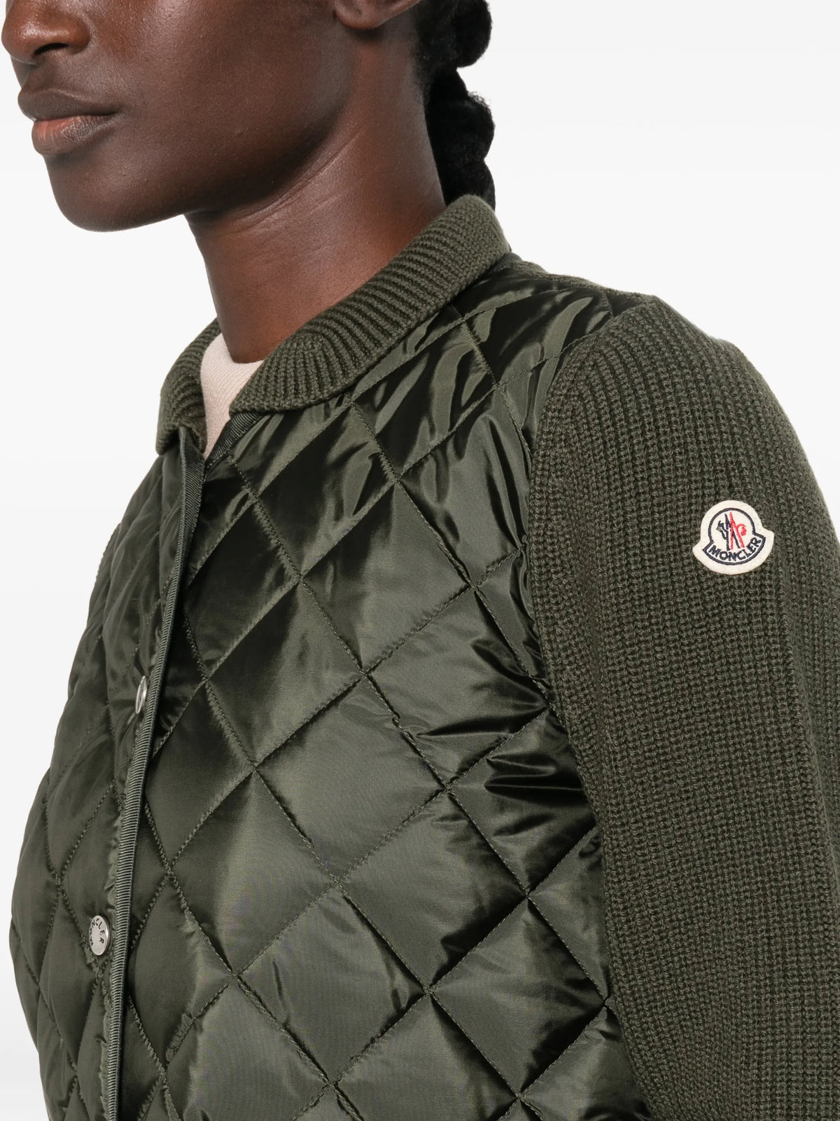 quilted-panel knit jacket