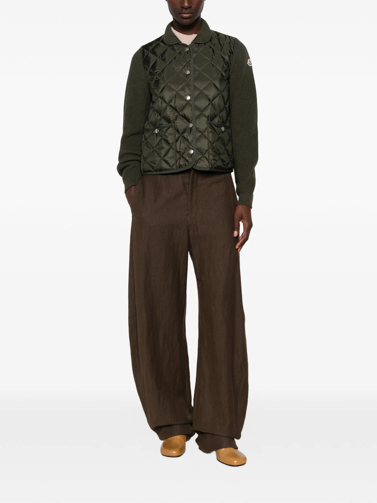 quilted-panel knit jacket