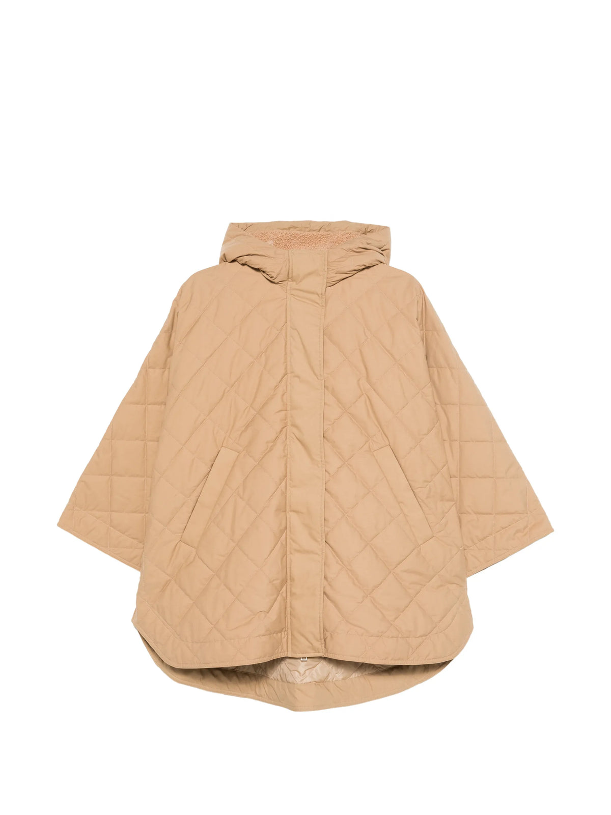 diamond-quilted hooded cape