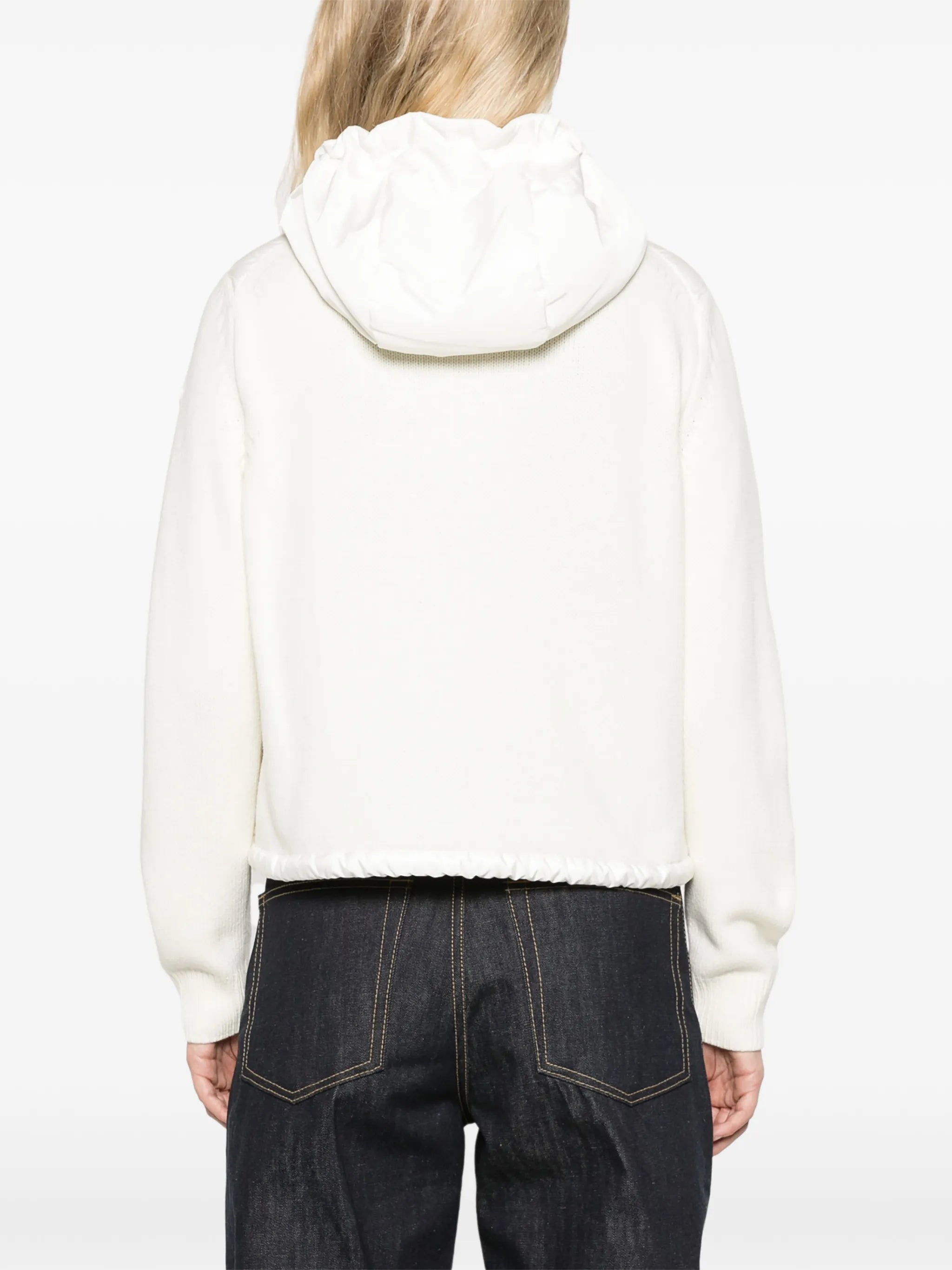 wool & cashmere blend padded zip-up cardigan