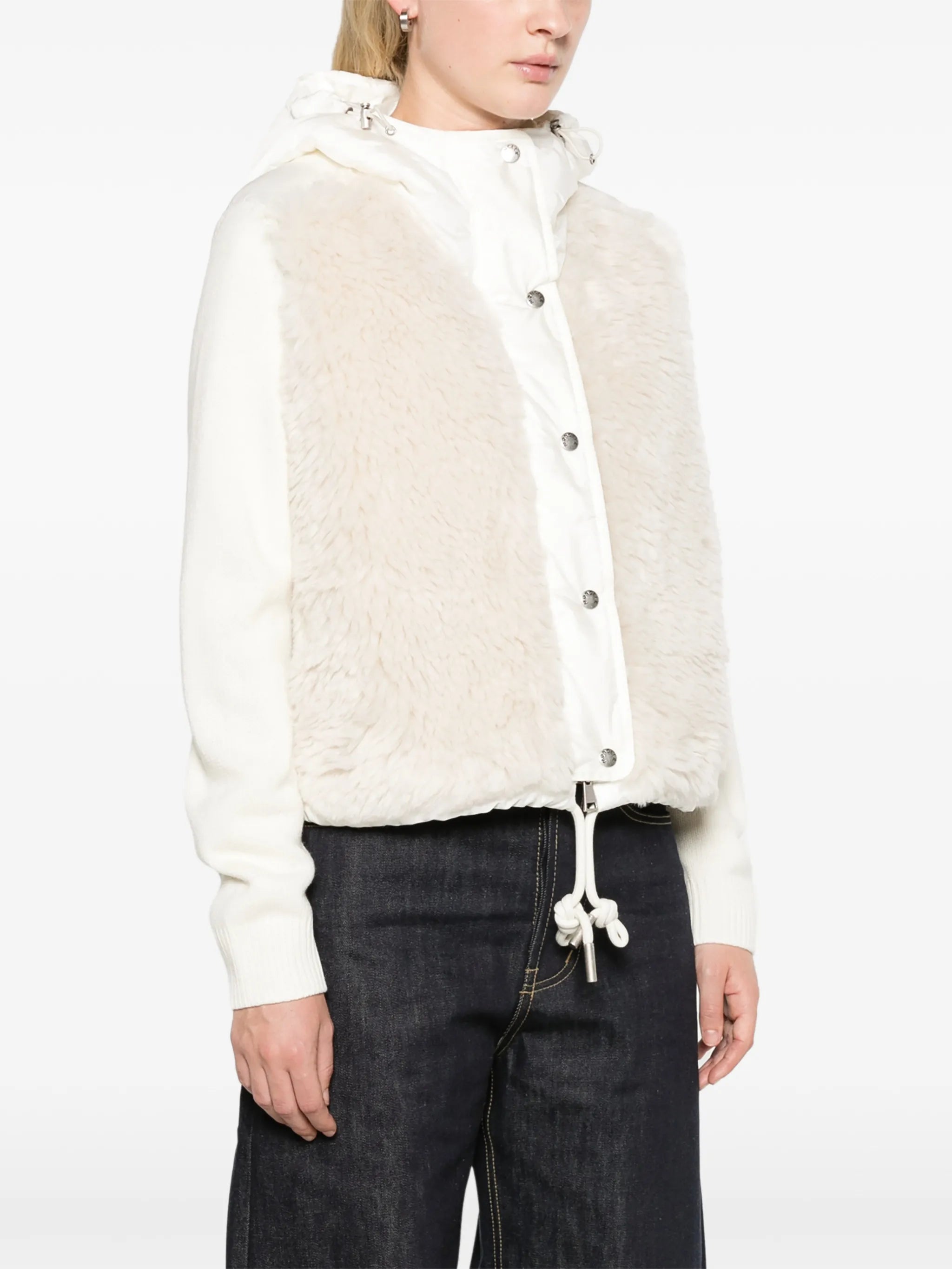 wool & cashmere blend padded zip-up cardigan