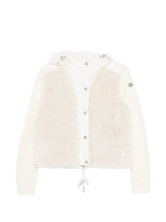wool & cashmere blend padded zip-up cardigan
