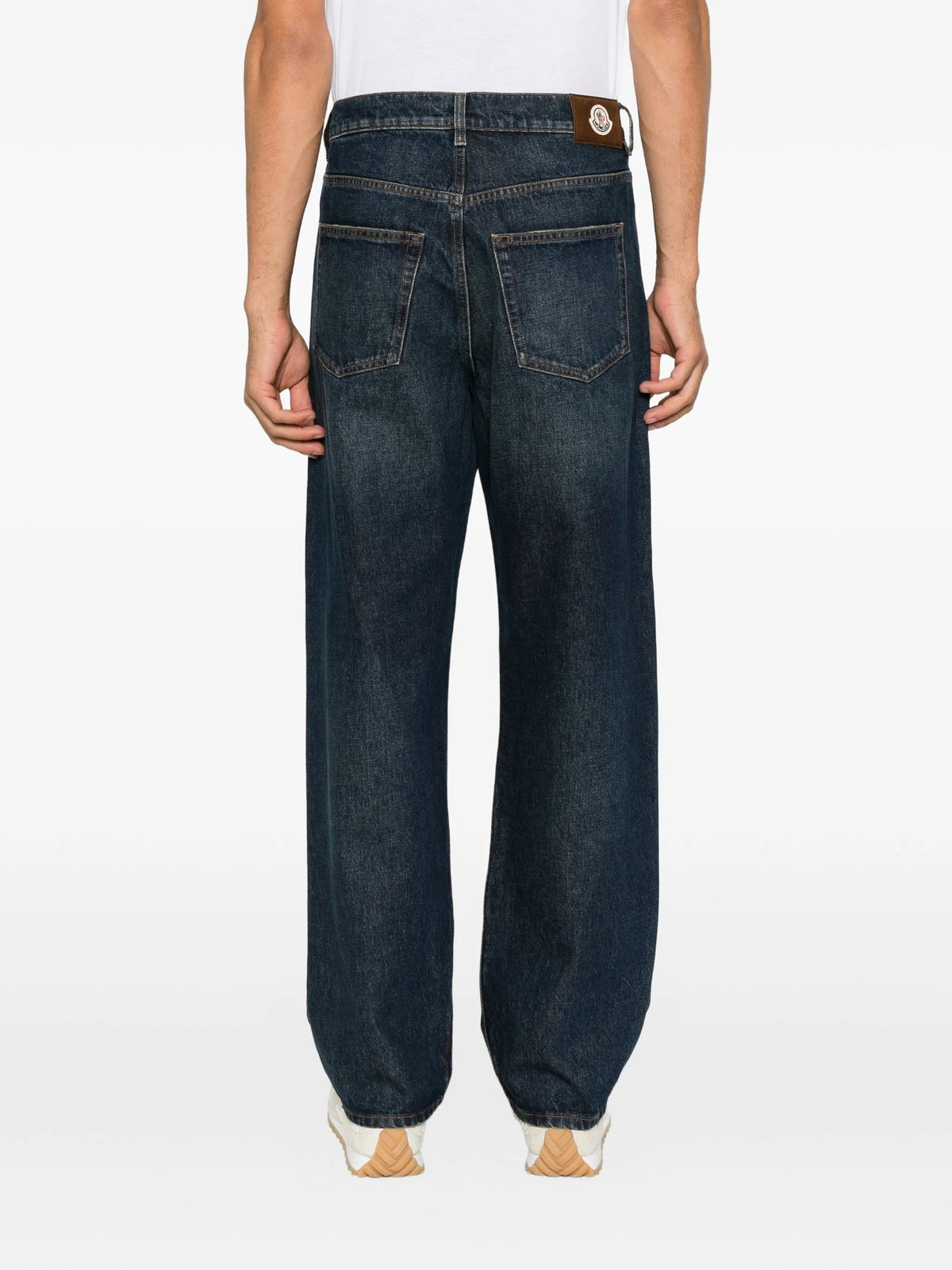 stone-washed straight-leg jeans