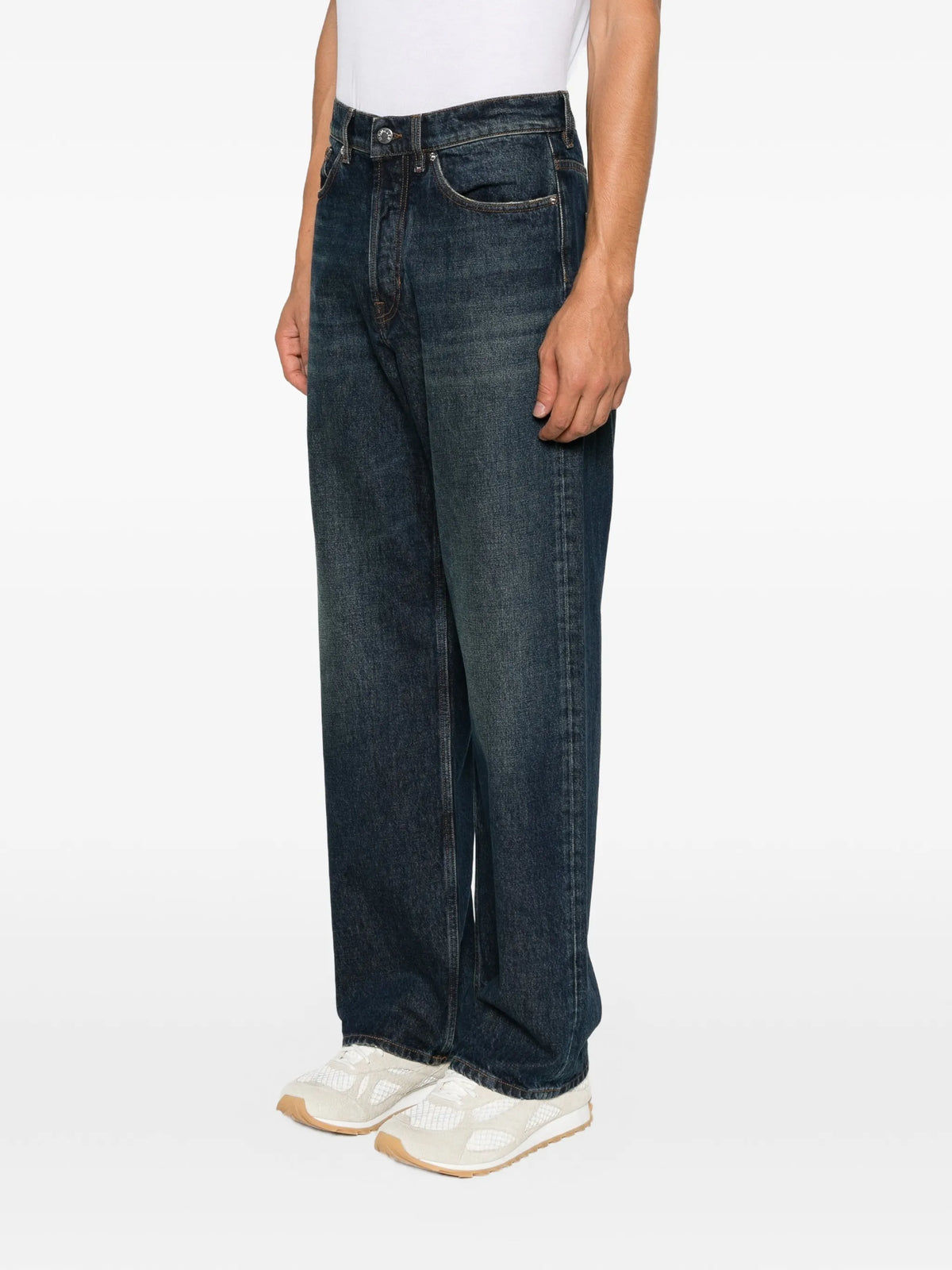 stone-washed straight-leg jeans
