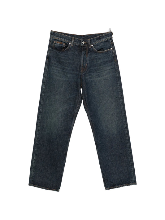 stone-washed straight-leg jeans