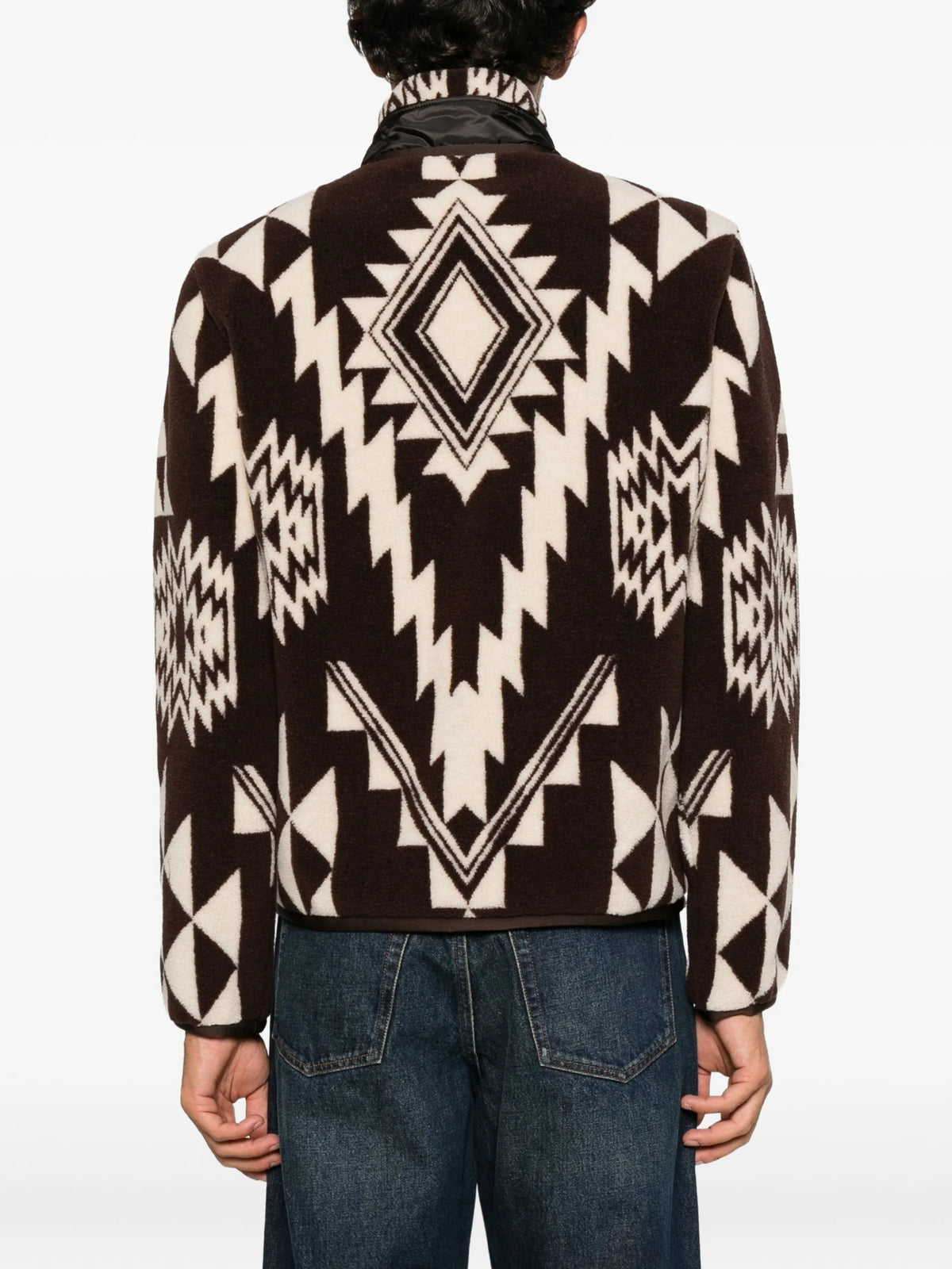 jacquard-knit zip-up fleece