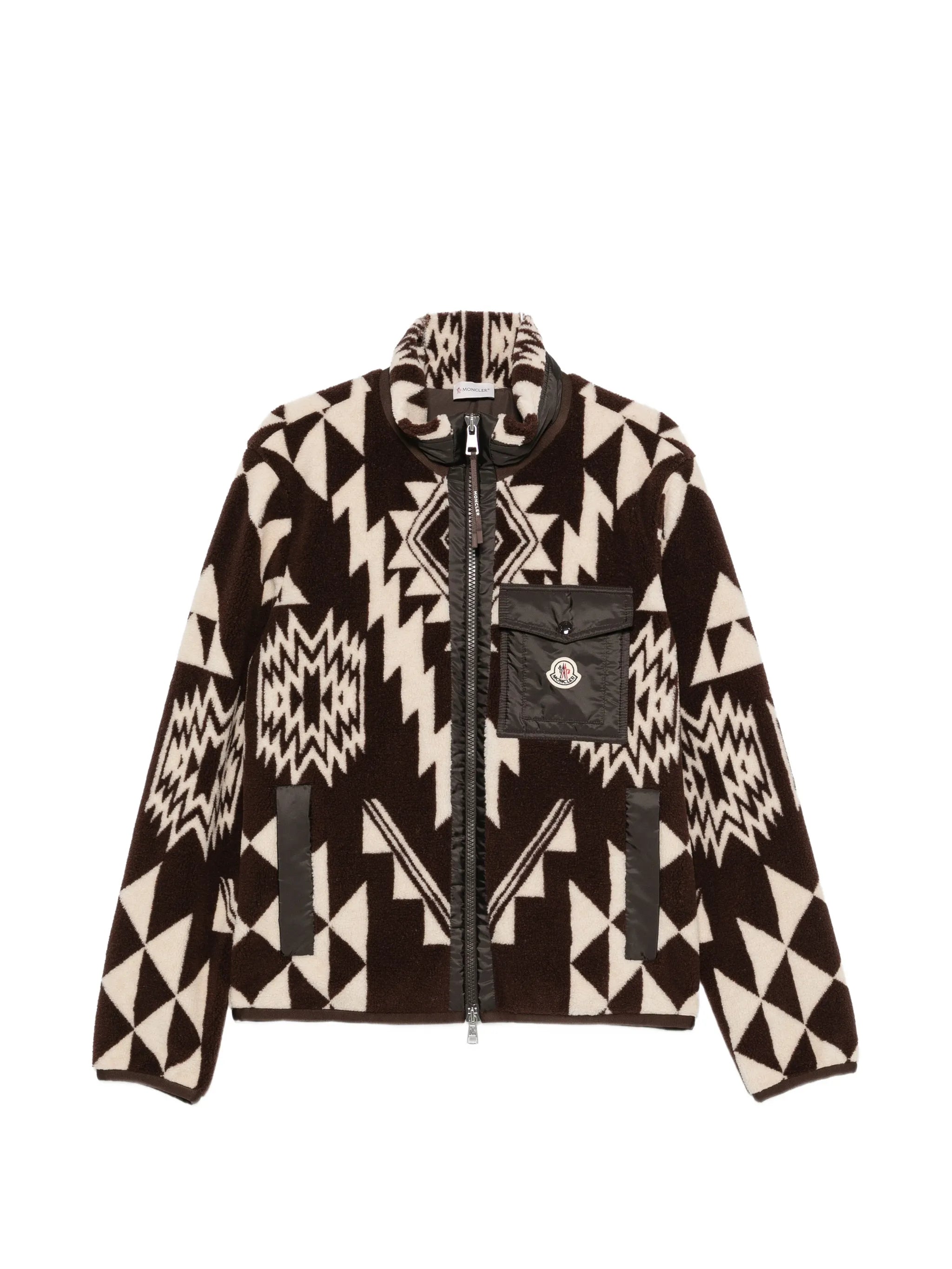 jacquard-knit zip-up fleece