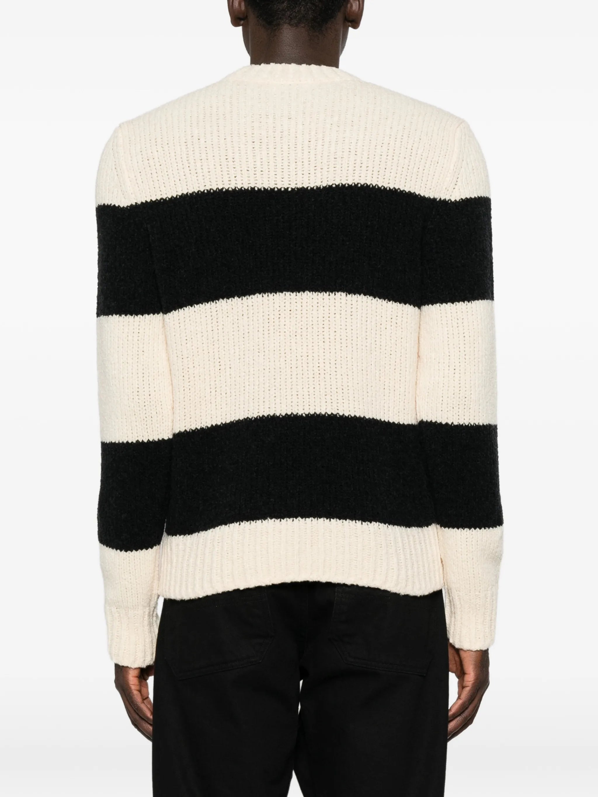 striped wool blend bouclé sweater