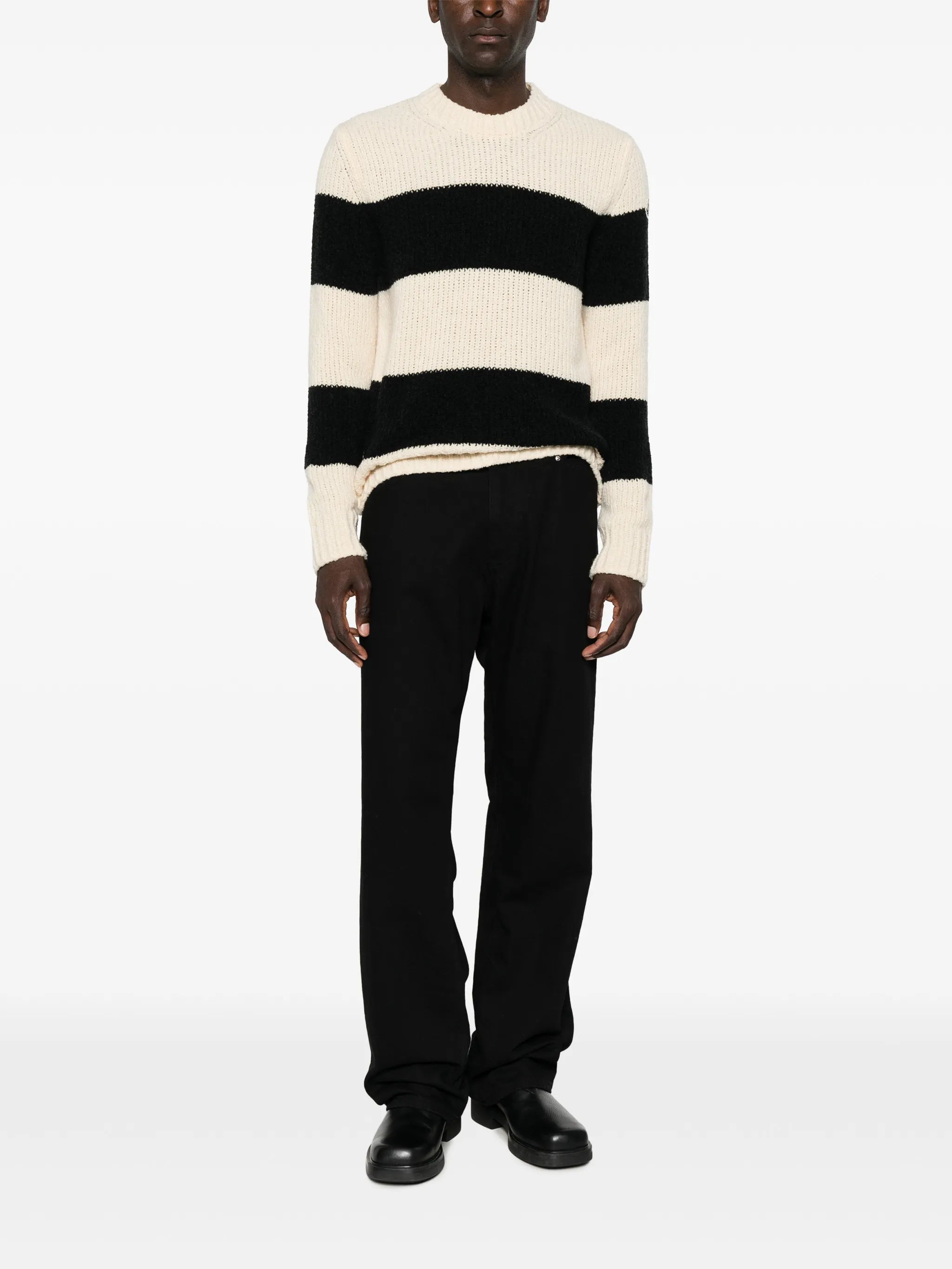 striped wool blend bouclé sweater