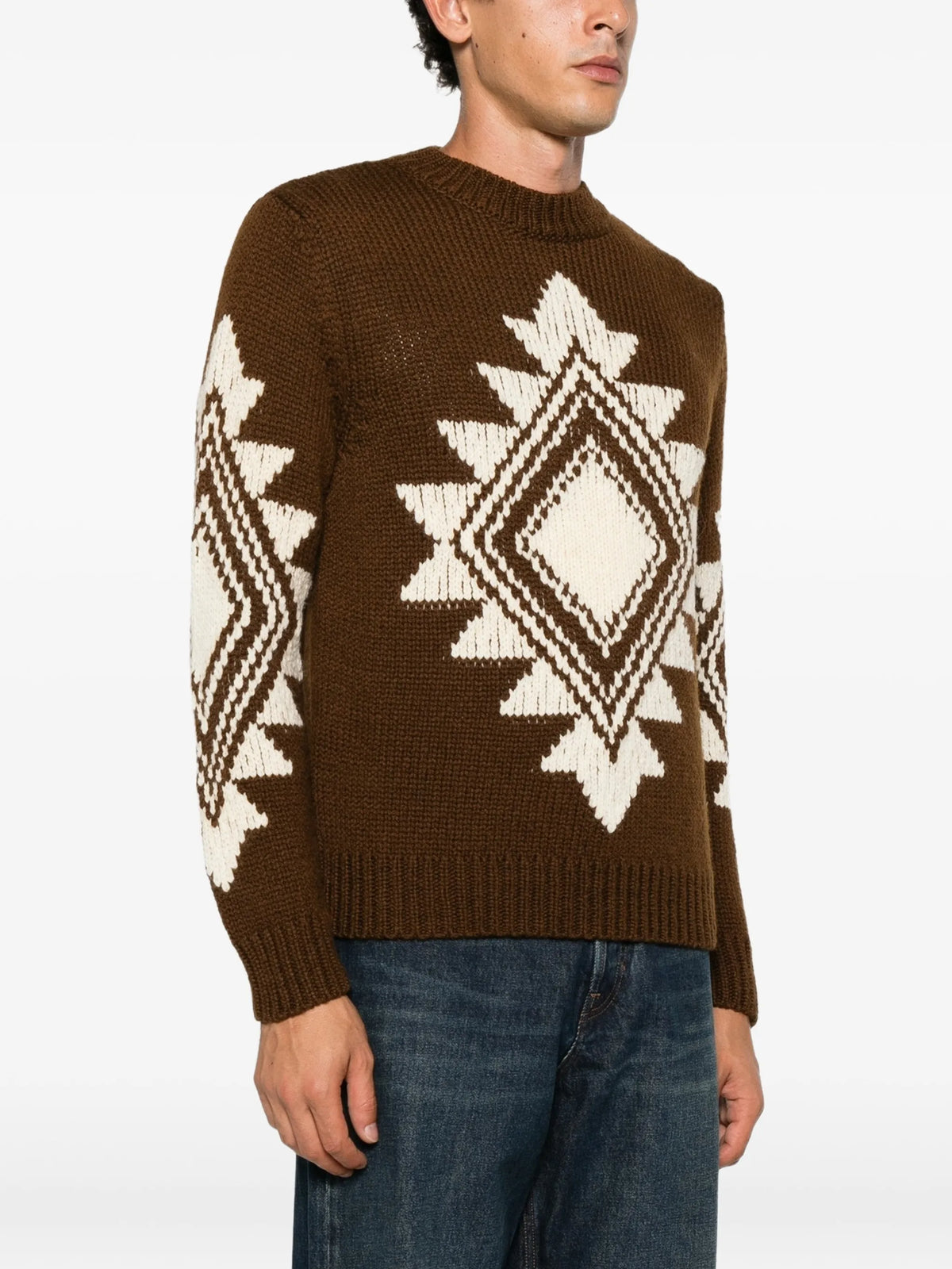 geometric jacquard wool blend sweater