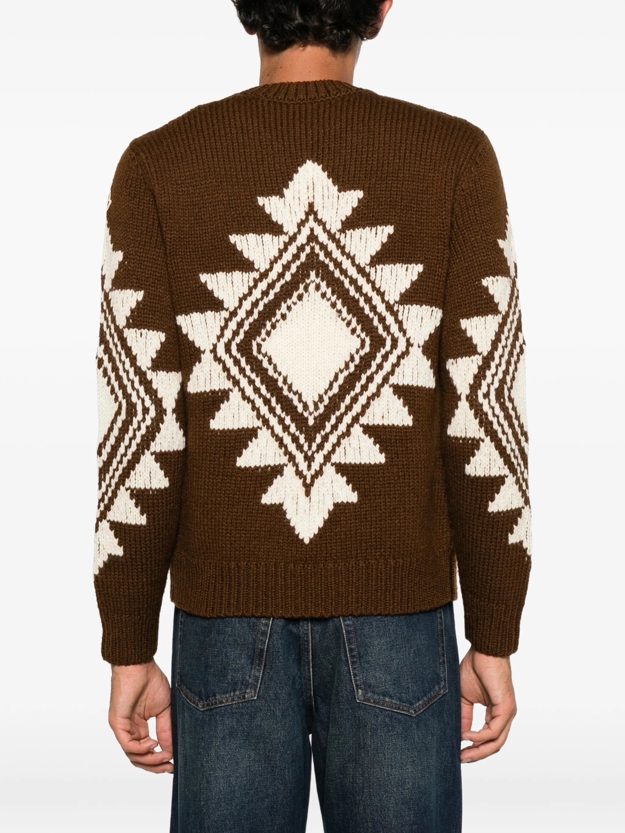geometric-intarsia wool sweater