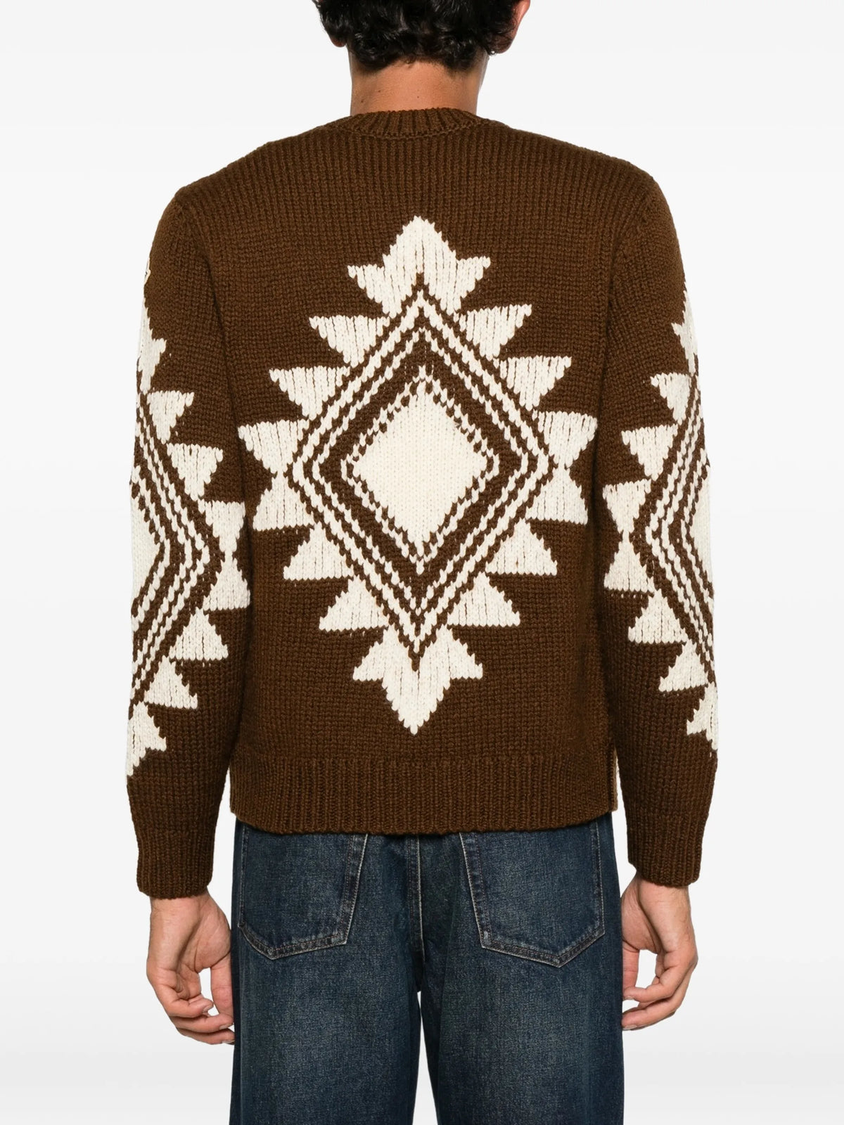 geometric-intarsia wool sweater