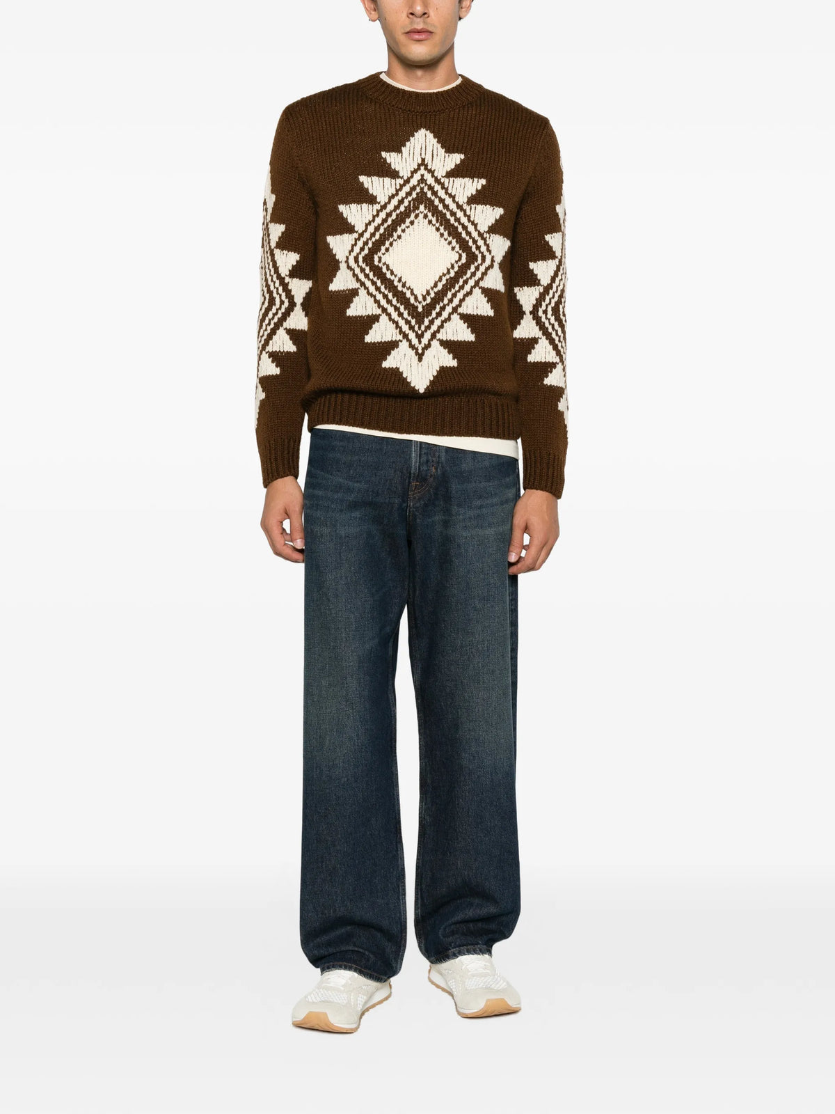geometric-intarsia wool sweater