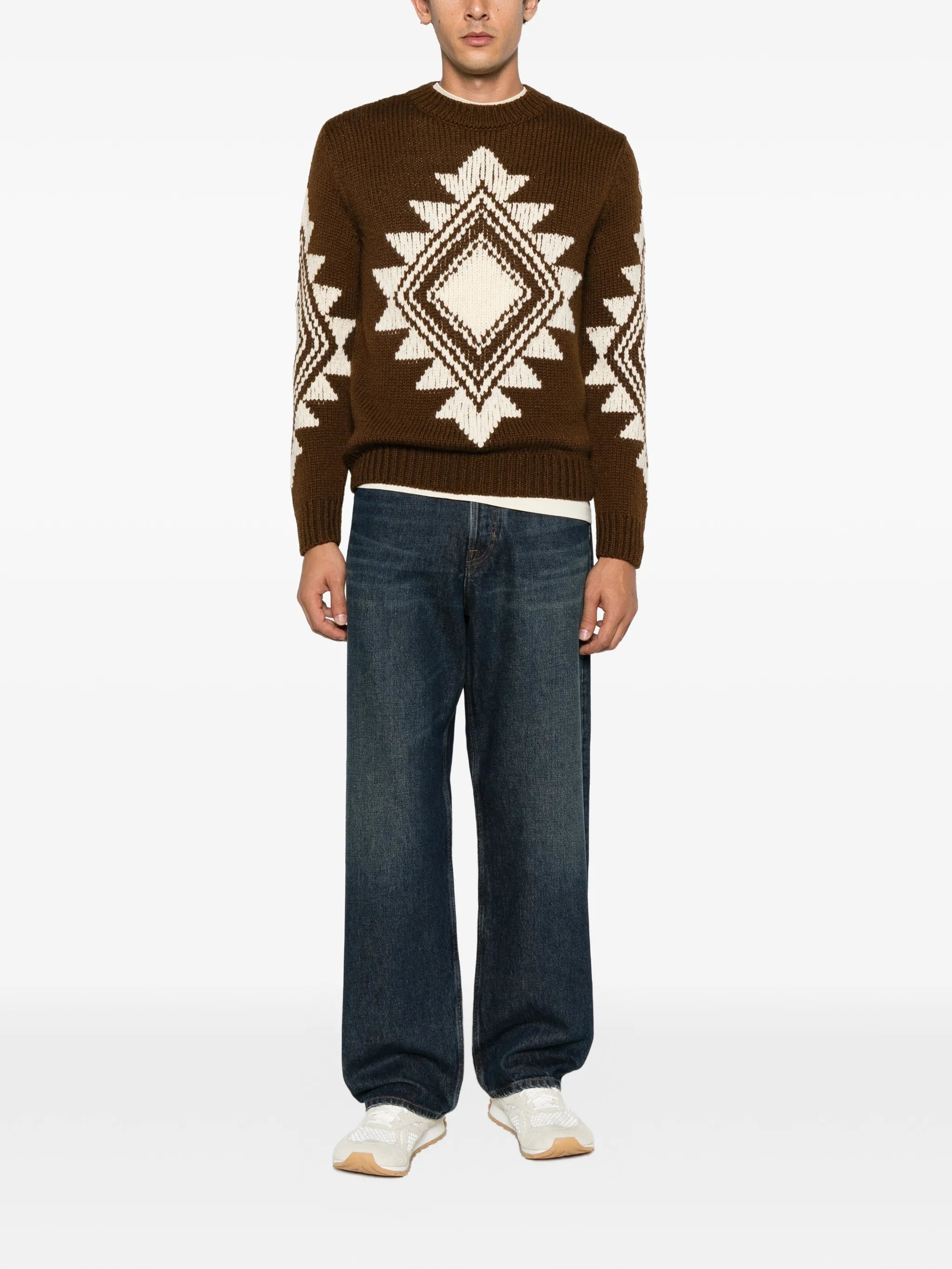 geometric jacquard wool blend sweater