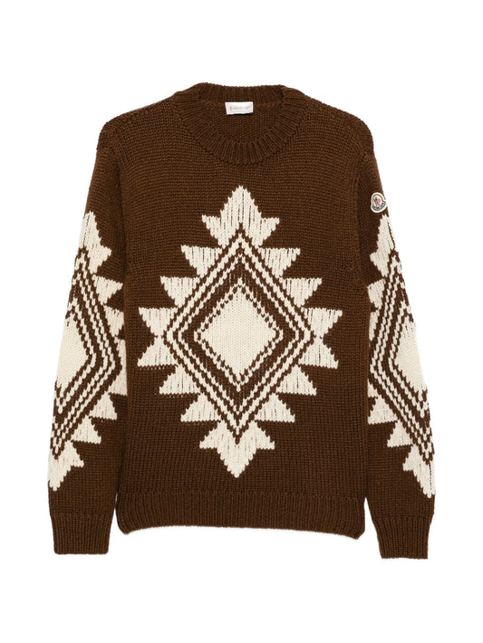 geometric-intarsia wool sweater