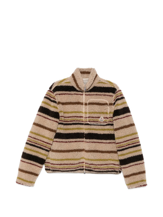 Teddy striped teddy-texture cardigan