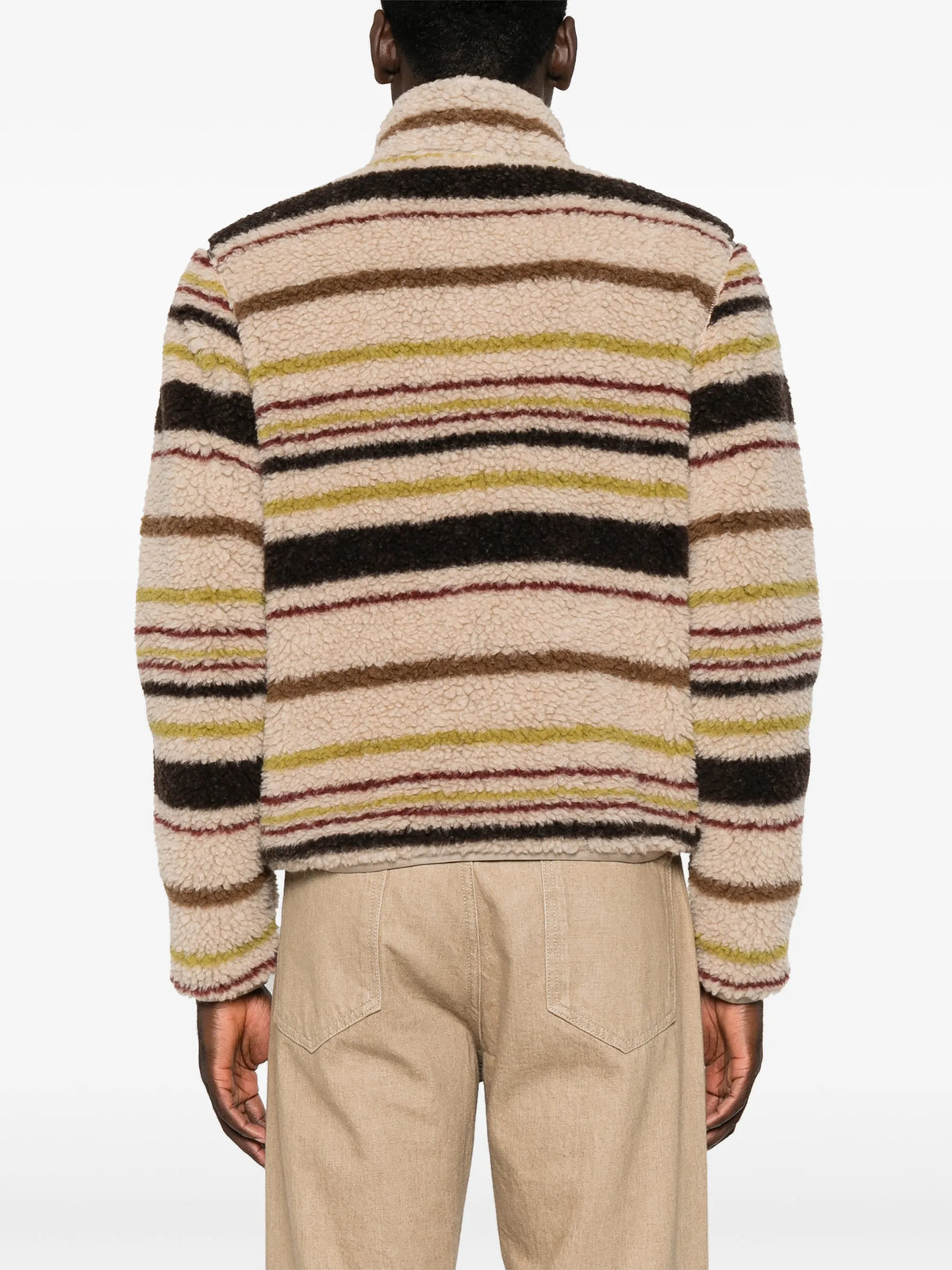 striped teddy zip-up cardigan