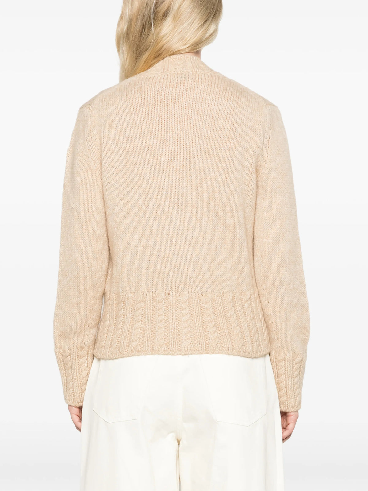 cable-knit button-up cardigan