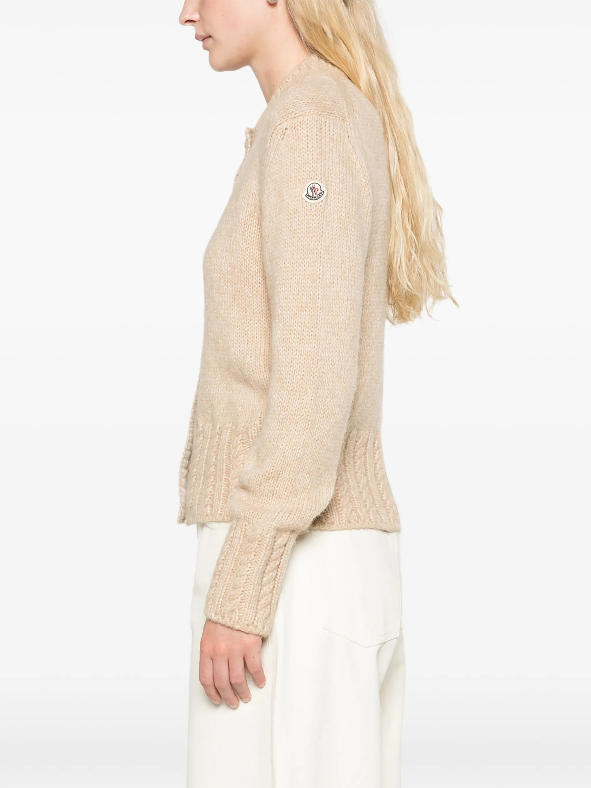 cable-knit button-up cardigan