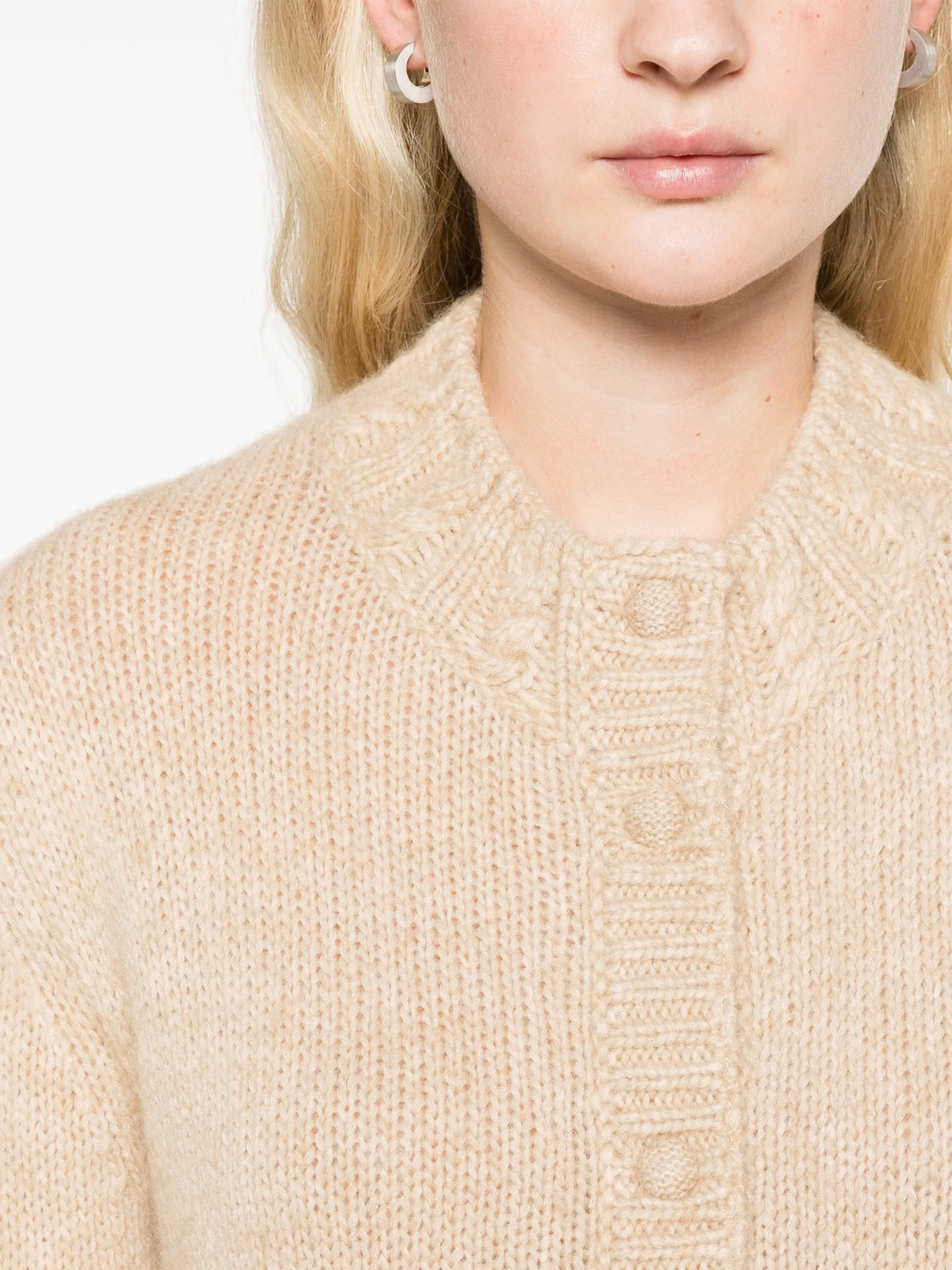 cable-knit button-up cardigan