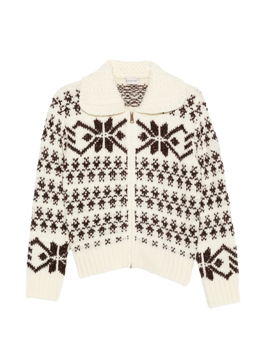 jacquard sequin zip-up cardigan
