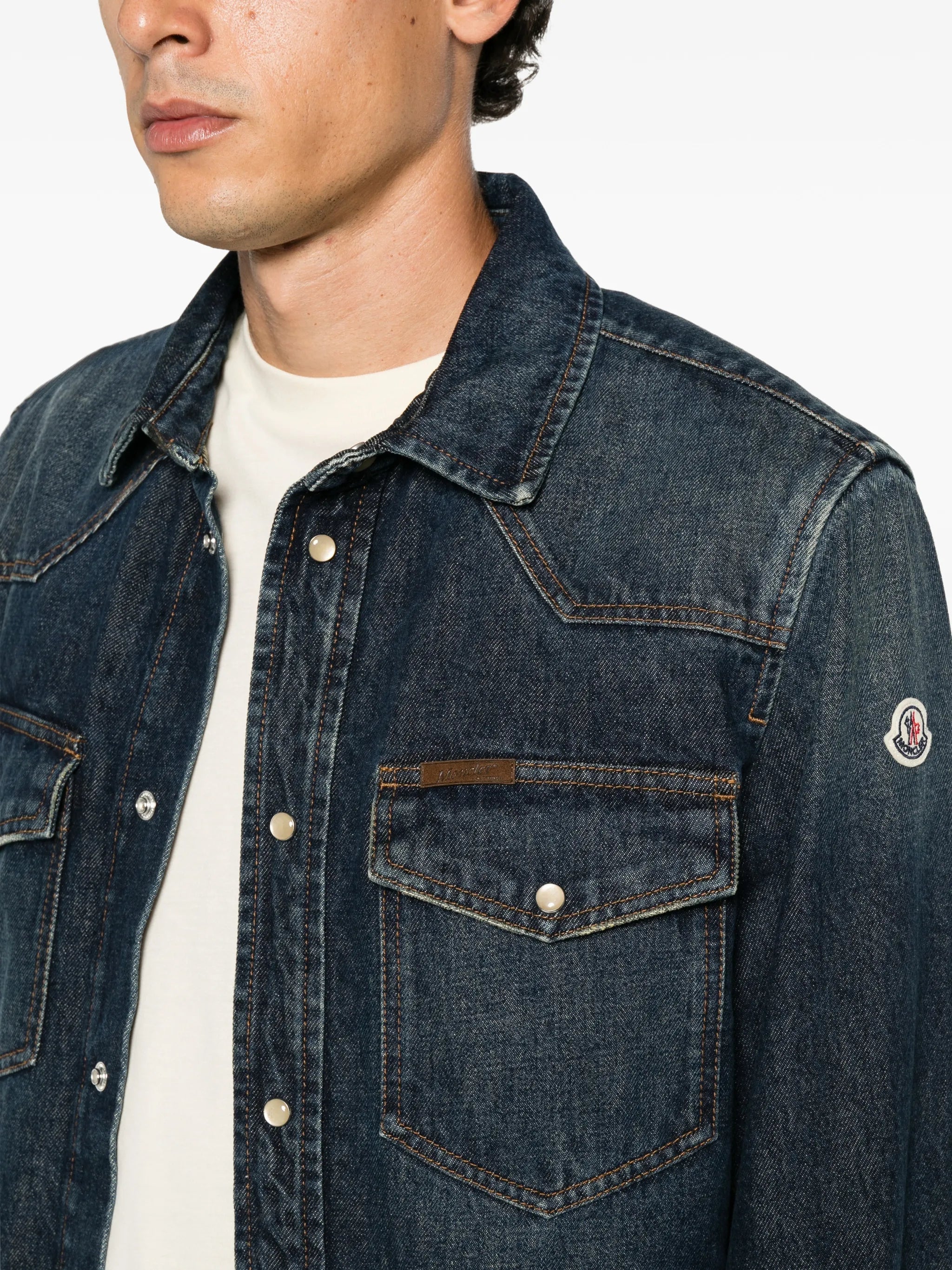 stone-wash denim shirt