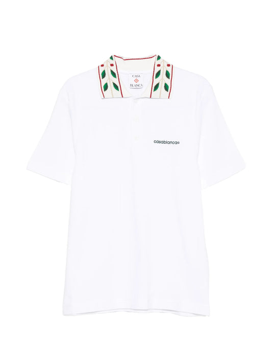 white Laurel pique short sleeve polo shirt
