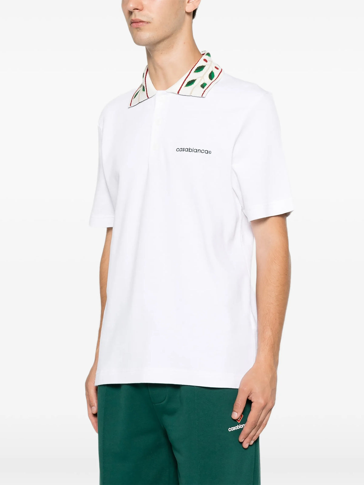 white Laurel pique short sleeve polo shirt
