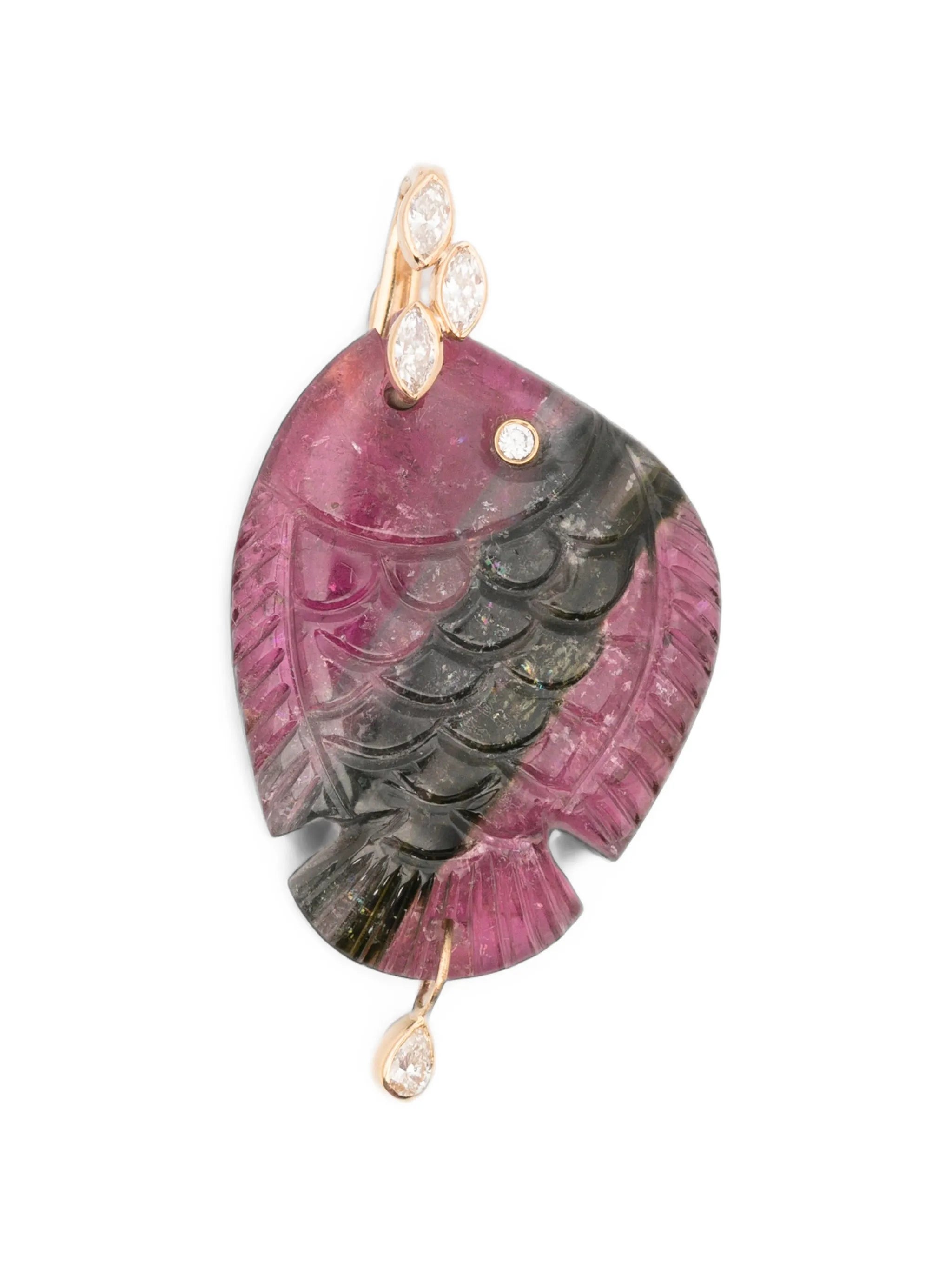 tourmaline and diamond fish pendant