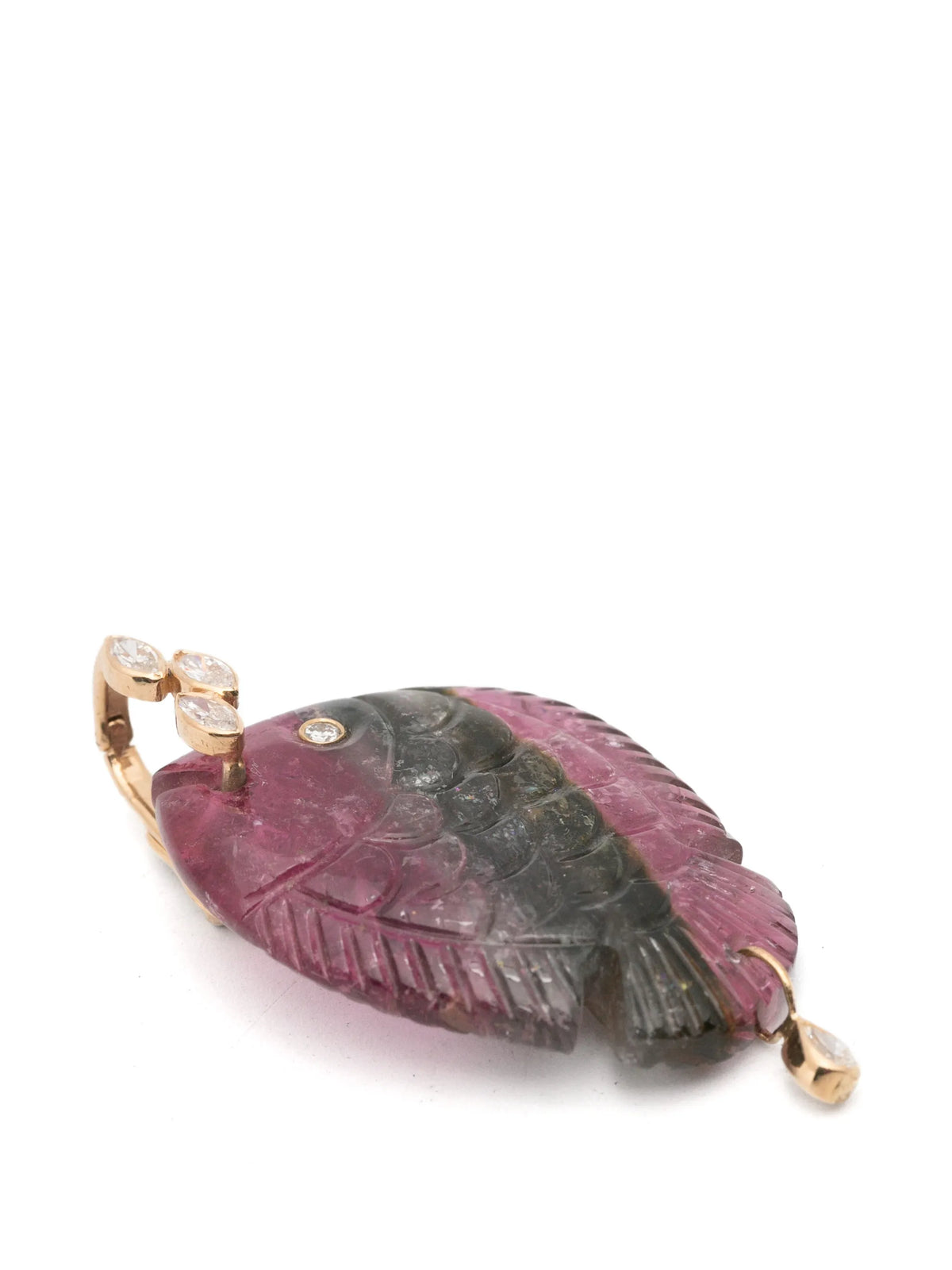 tourmaline and diamond fish pendant