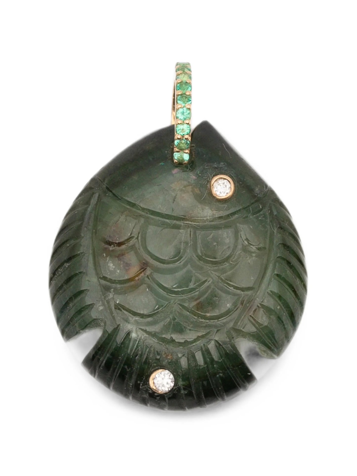 tourmaline and diamond fish pendant