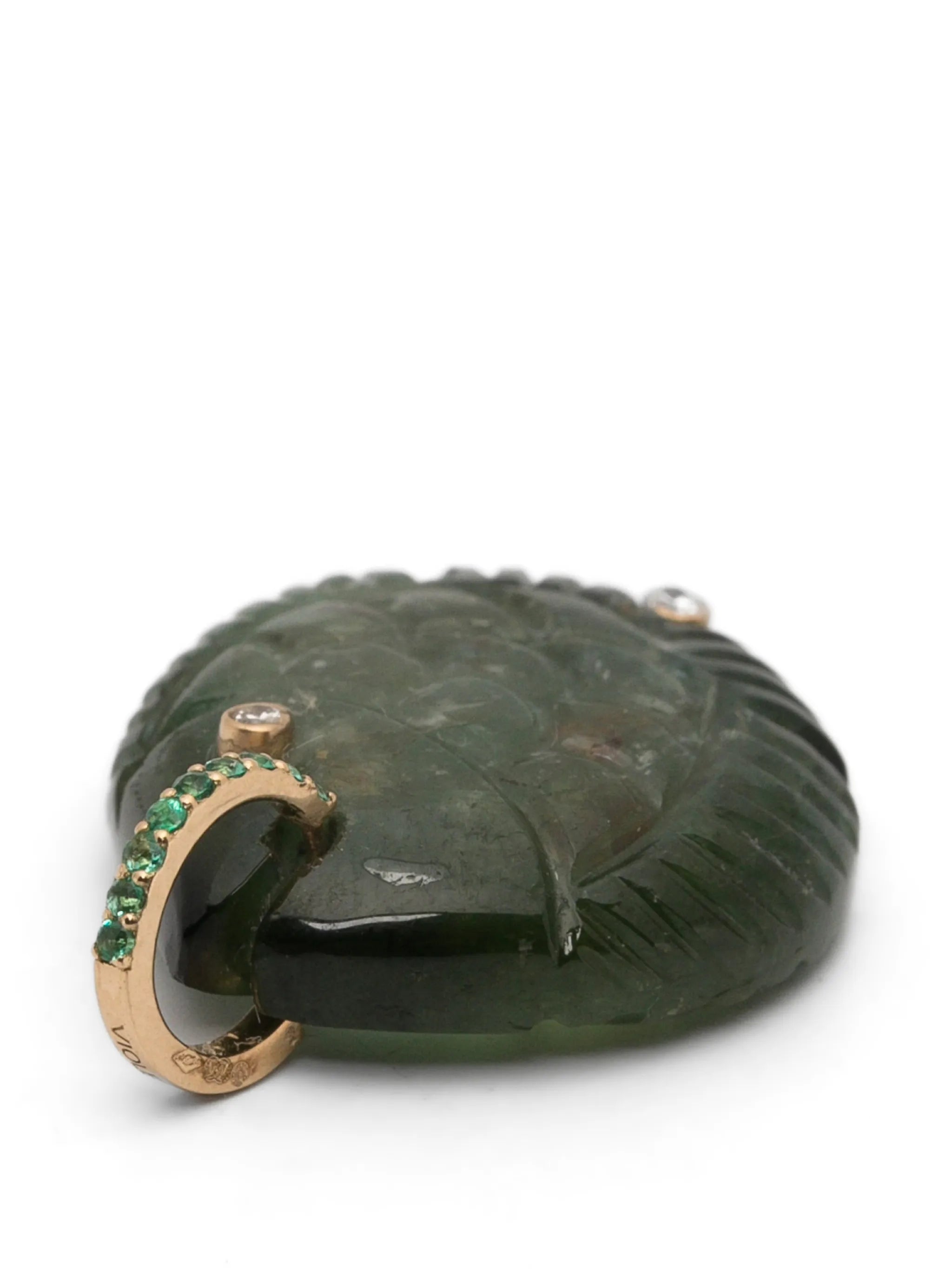 tourmaline and diamond fish pendant