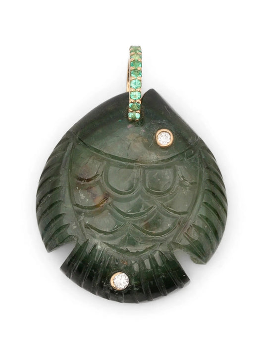 tourmaline and diamond fish pendant