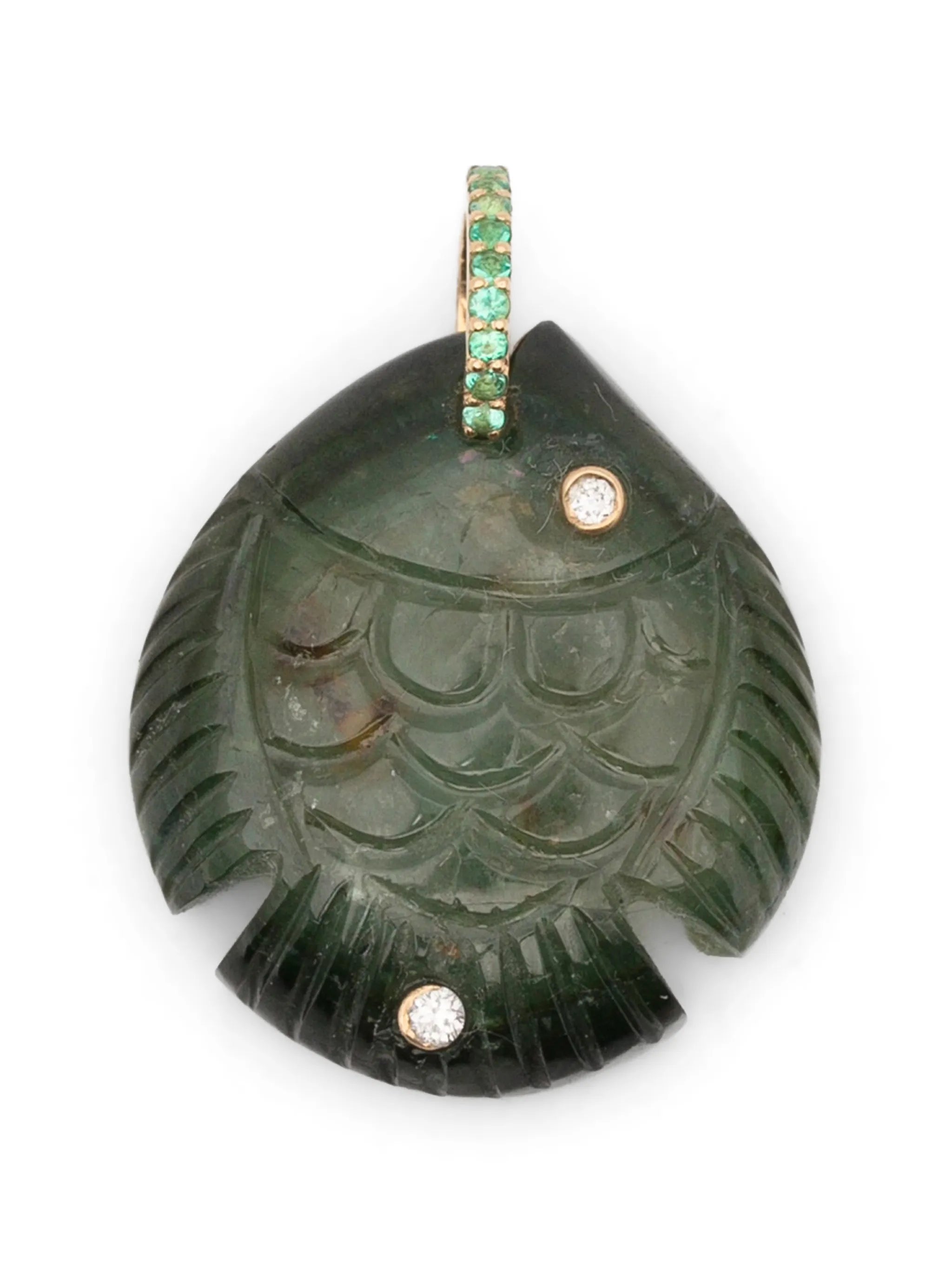 tourmaline and diamond fish pendant
