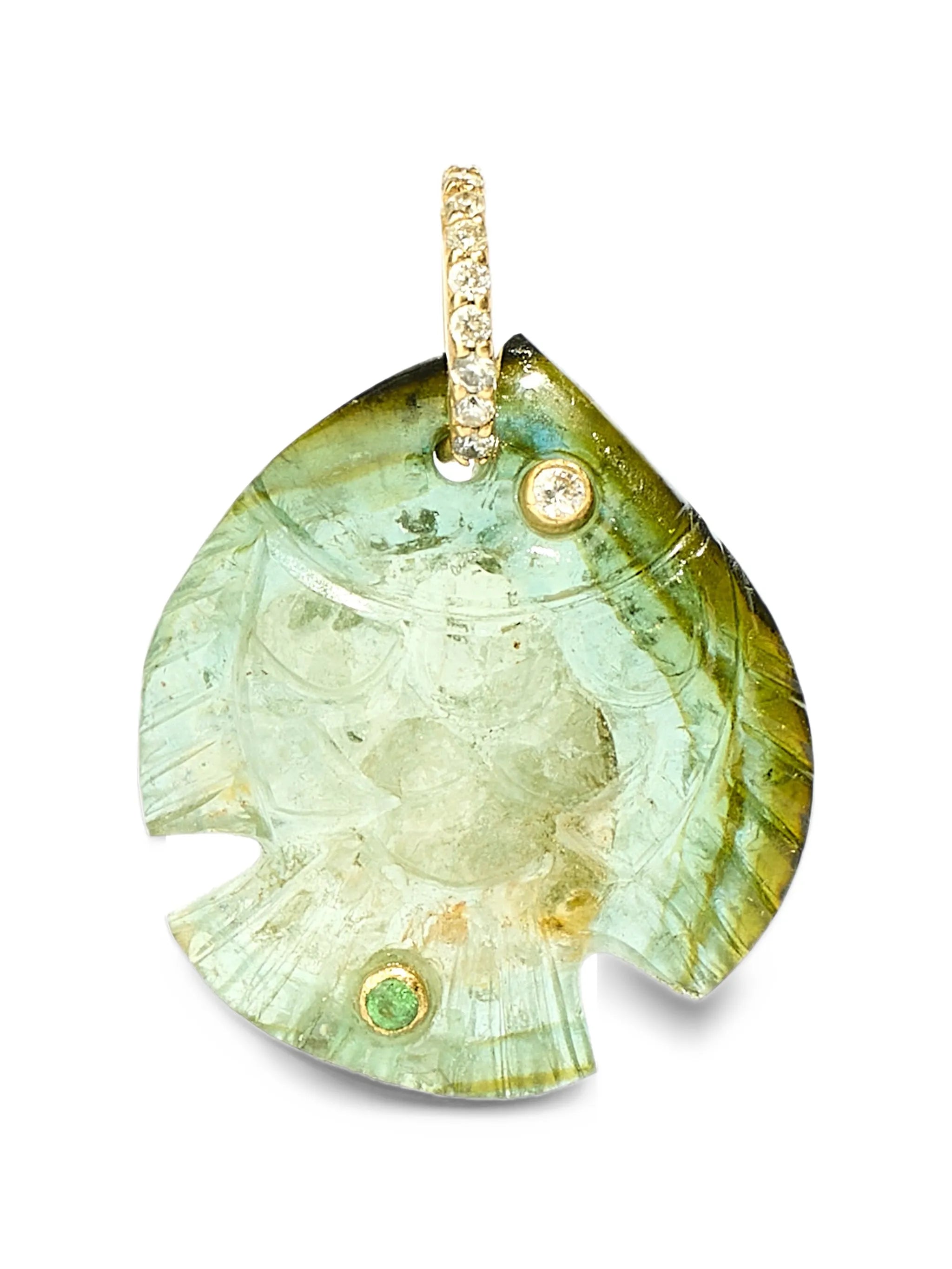 tourmaline, emerald and diamond pendant