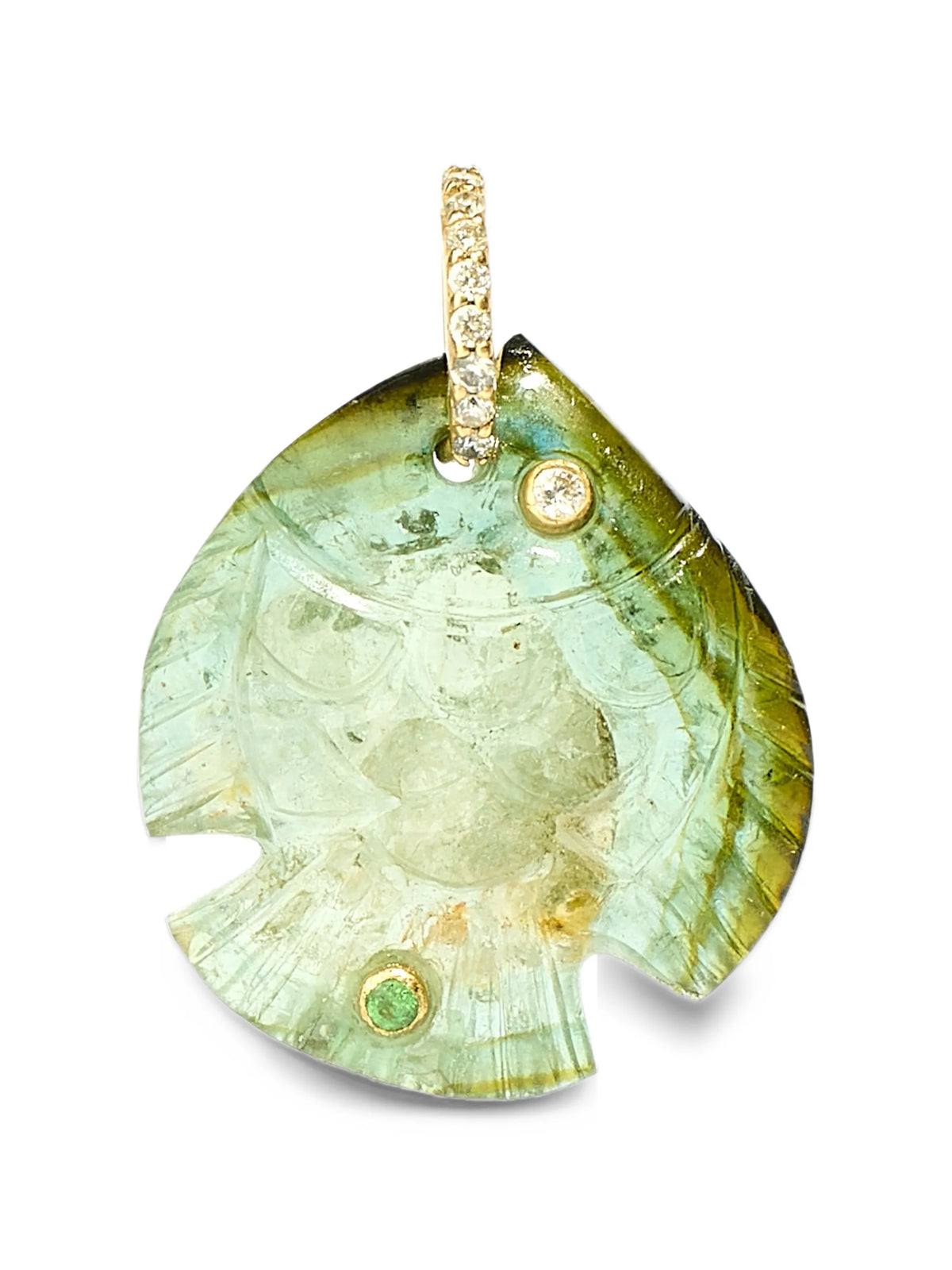 tourmaline, emerald and diamond pendant
