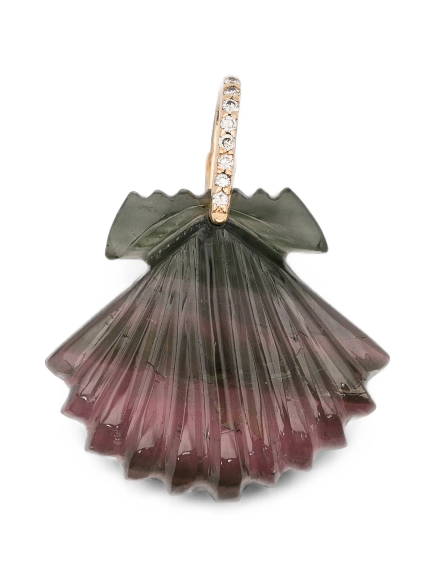 tourmaline and diamond seashell pendant