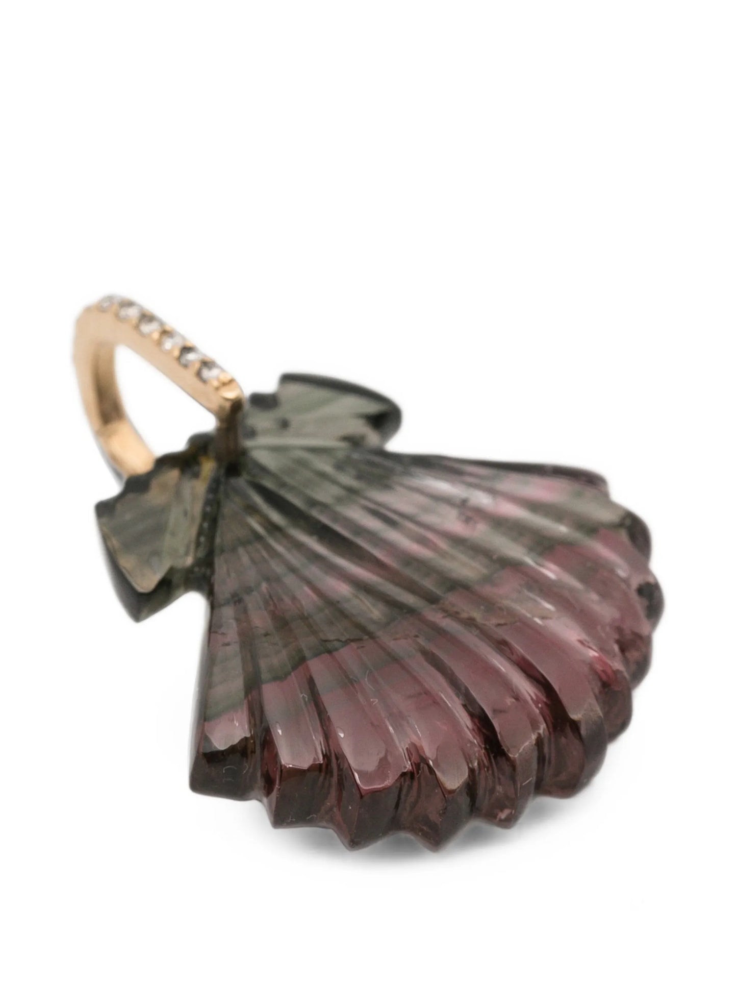 tourmaline and diamond seashell pendant