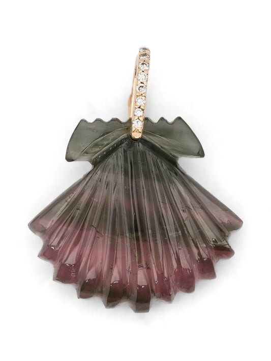 tourmaline and diamond seashell pendant