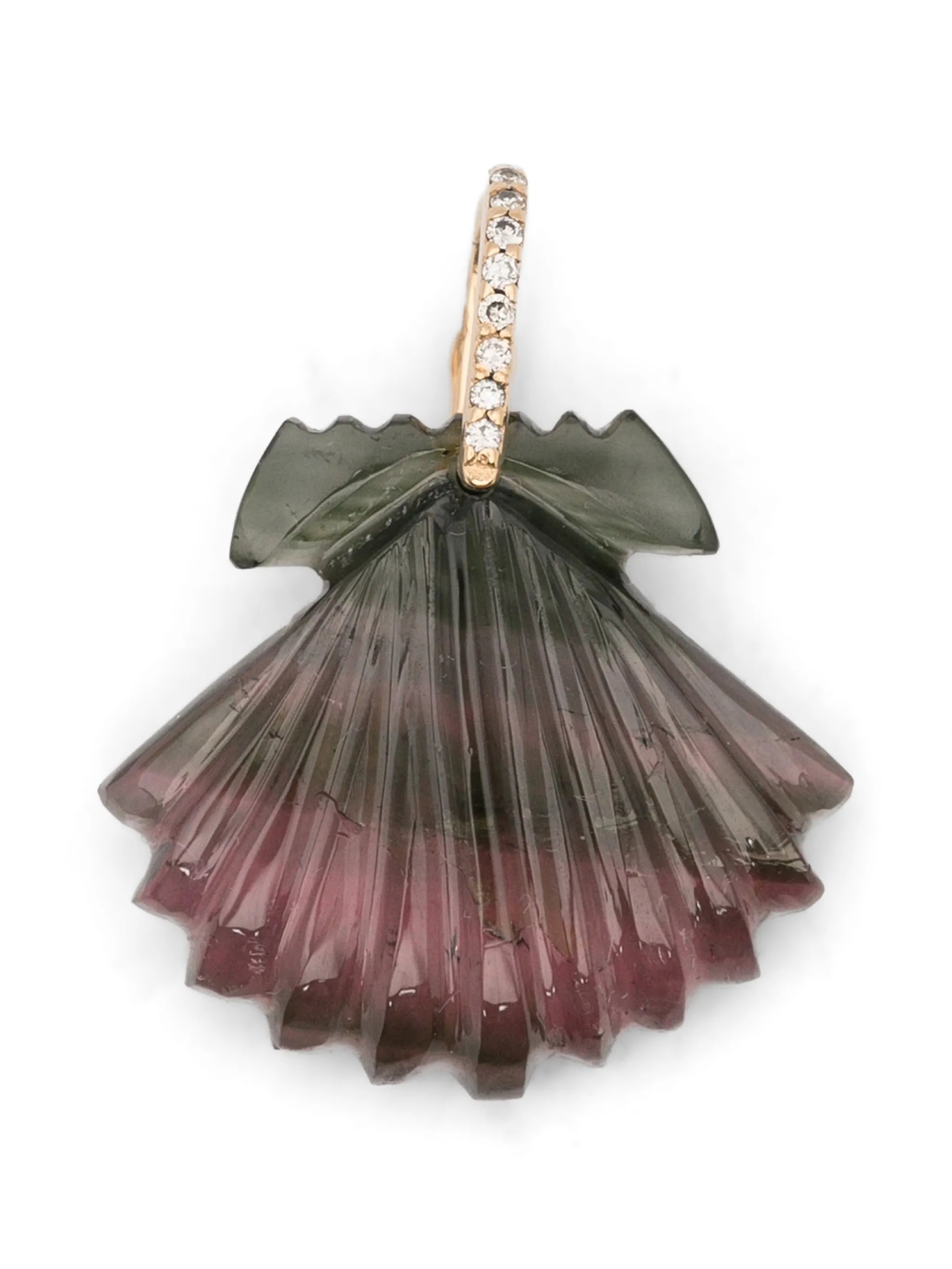 tourmaline and diamond seashell pendant